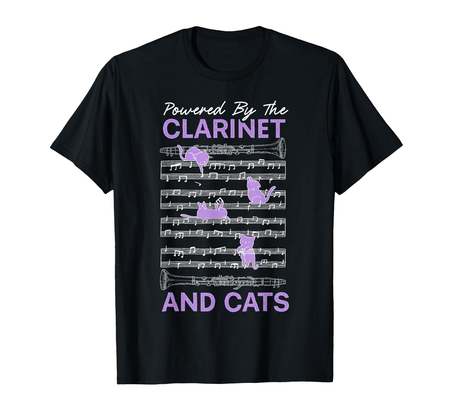 Powered Clarinet And Cats Kitty Lover T-Shirt - Graphic Print Unisex - T-Shirt, Sweatshirt, Hoodie