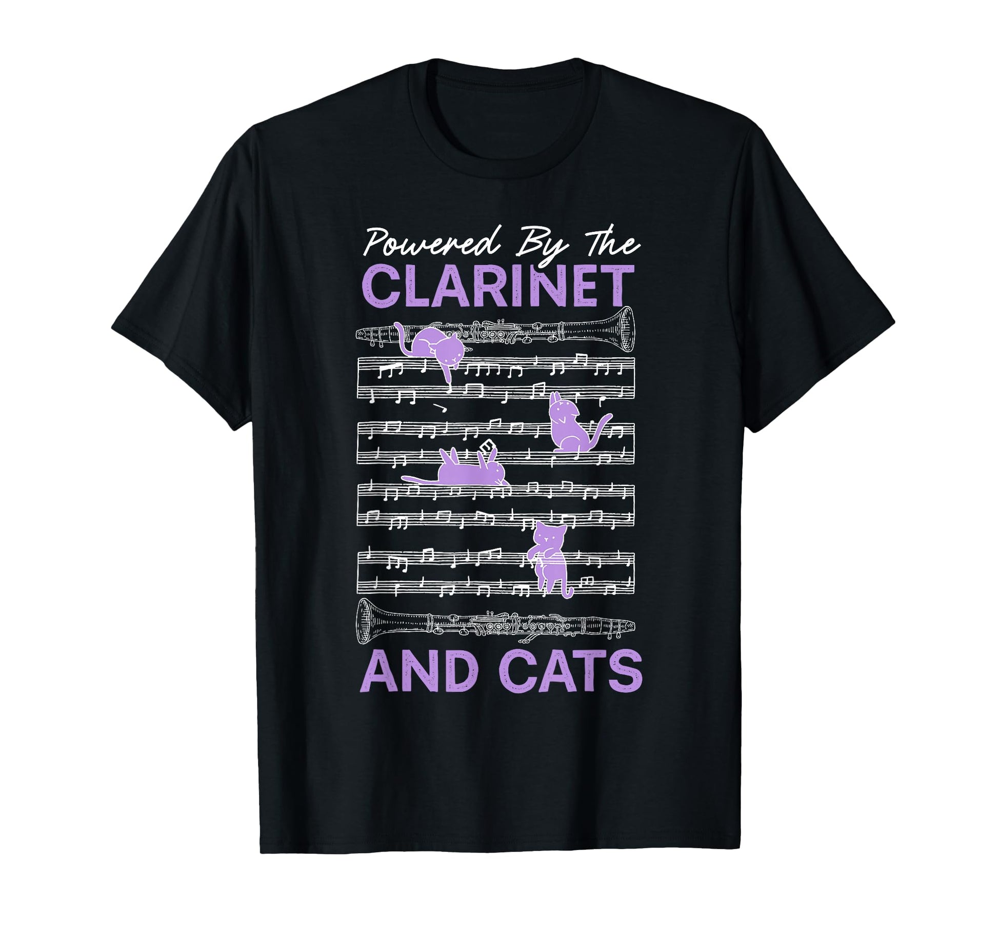 Powered Clarinet And Cats Kitty Lover T-Shirt - Graphic Print Unisex - T-Shirt, Sweatshirt, Hoodie