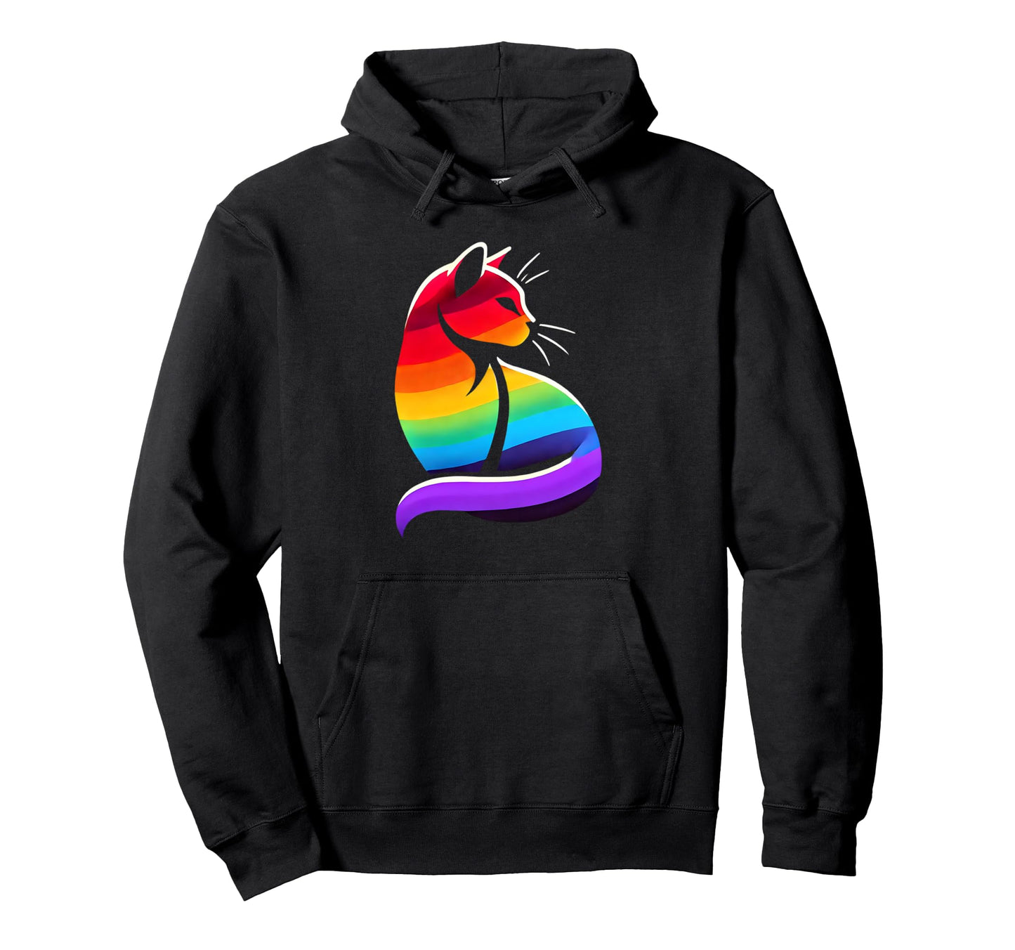 Rainbow Silhouette Cat Pop Art Gifts Hoodie - Trendy Graphic Unisex - T-Shirt, Sweatshirt, Hoodie