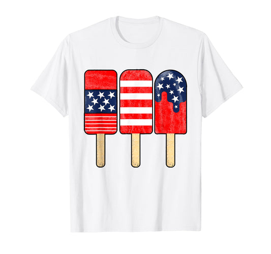4Th July Popsicle Red White Blue T-Shirt - Casual Everyday Wear Men Women - T-Shirt, Sweatshirt, Hoodie
