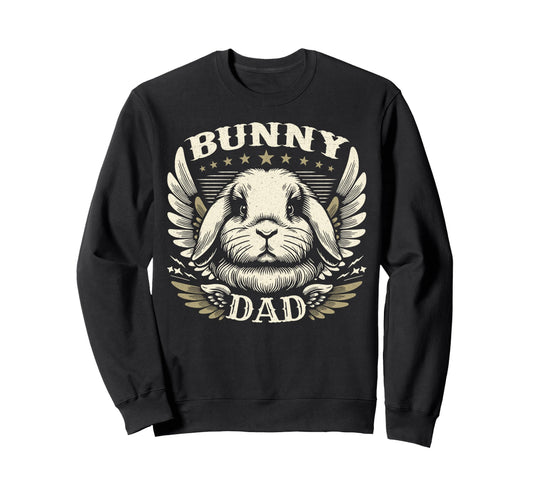 Bunny Dad Holland Lop Rabbit Biker Sweatshirt - Aesthetic Graphic Unisex - T-Shirt, Sweatshirt, Hoodie