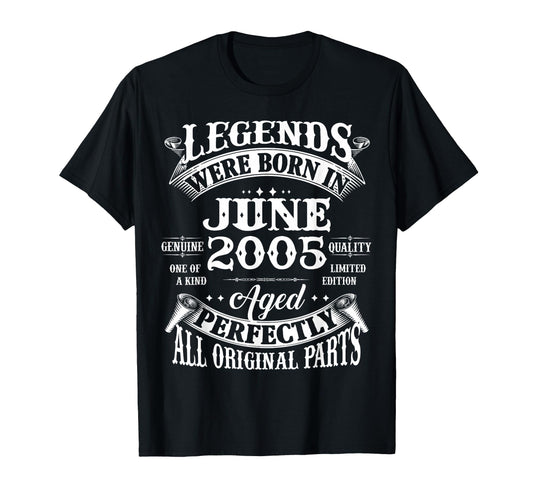 21St Birthday Gift Legend Born June 2005 T-Shirt - Trendy Graphic Unisex - T-Shirt, Sweatshirt, Hoodie