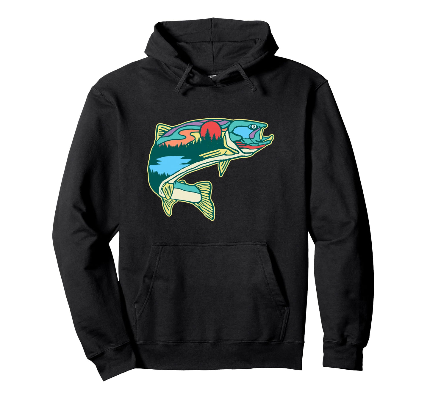 Nature Trout Illustration Fly Fishing Hoodie - Casual Everyday Wear Unisex - T-Shirt, Sweatshirt, Hoodie