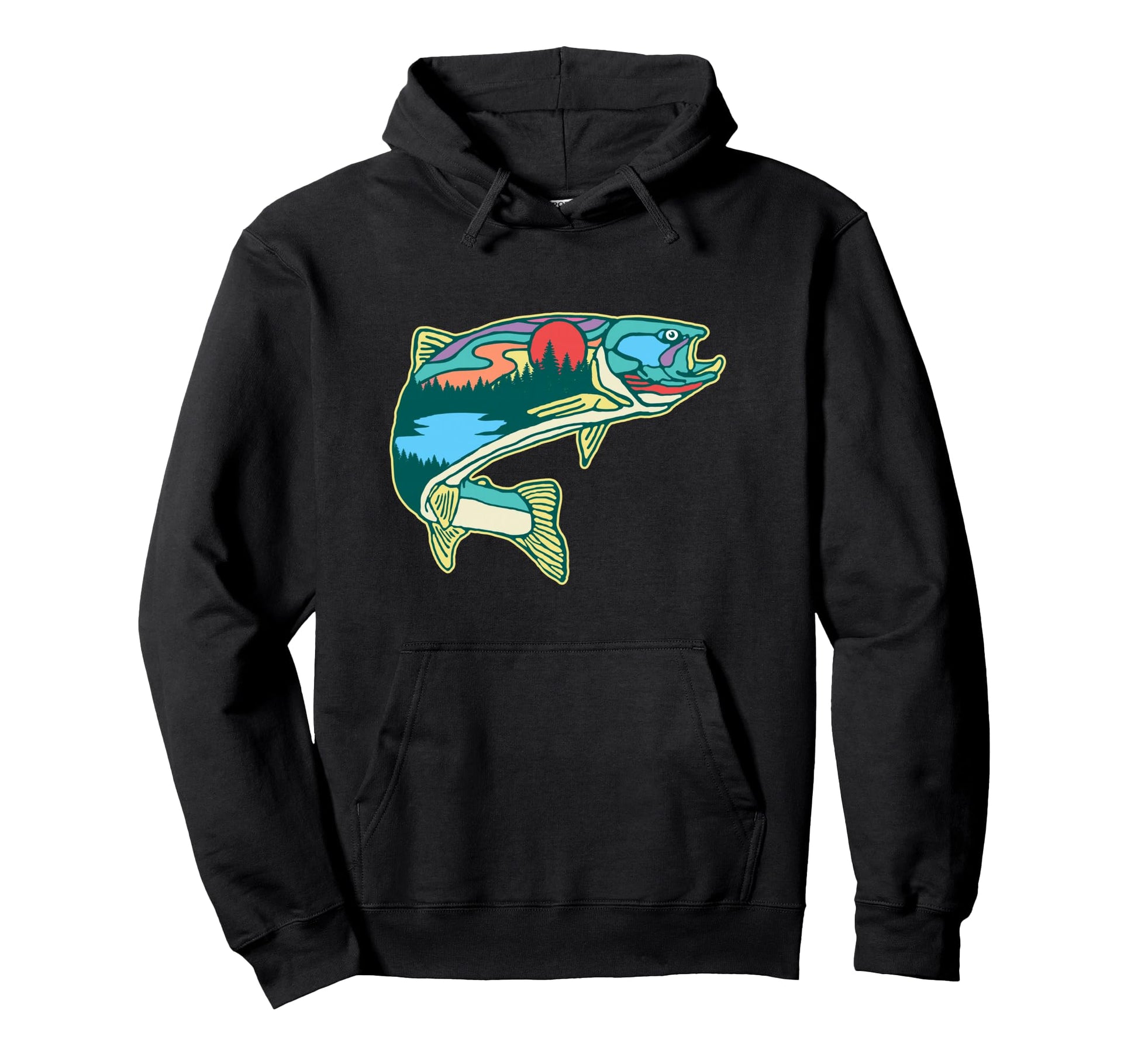 Nature Trout Illustration Fly Fishing Hoodie - Casual Everyday Wear Unisex - T-Shirt, Sweatshirt, Hoodie