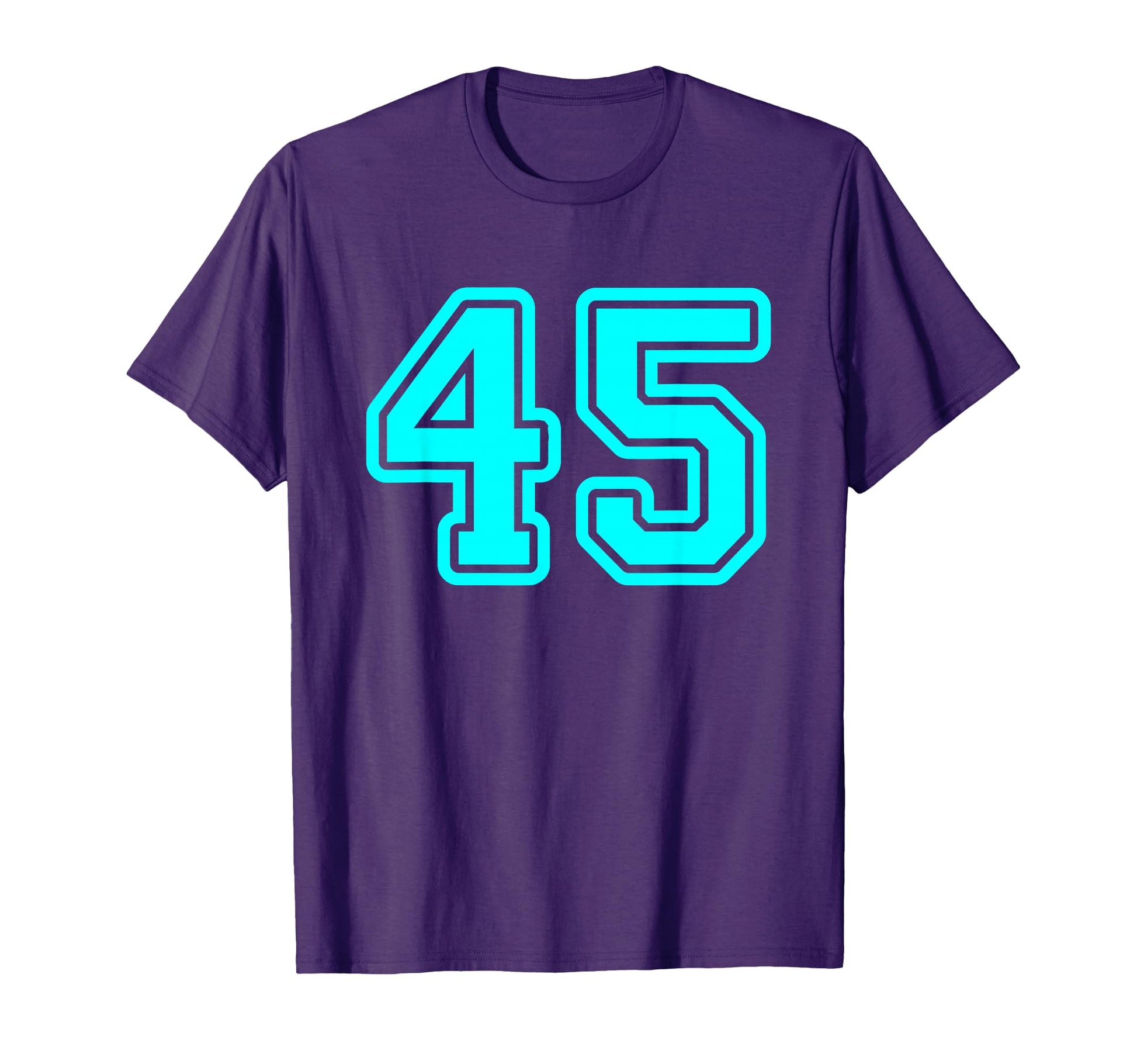 Number 45 Cyan Sport Varsity Number T-Shirt - Fun Novelty Design Men Women - T-Shirt, Sweatshirt, Hoodie