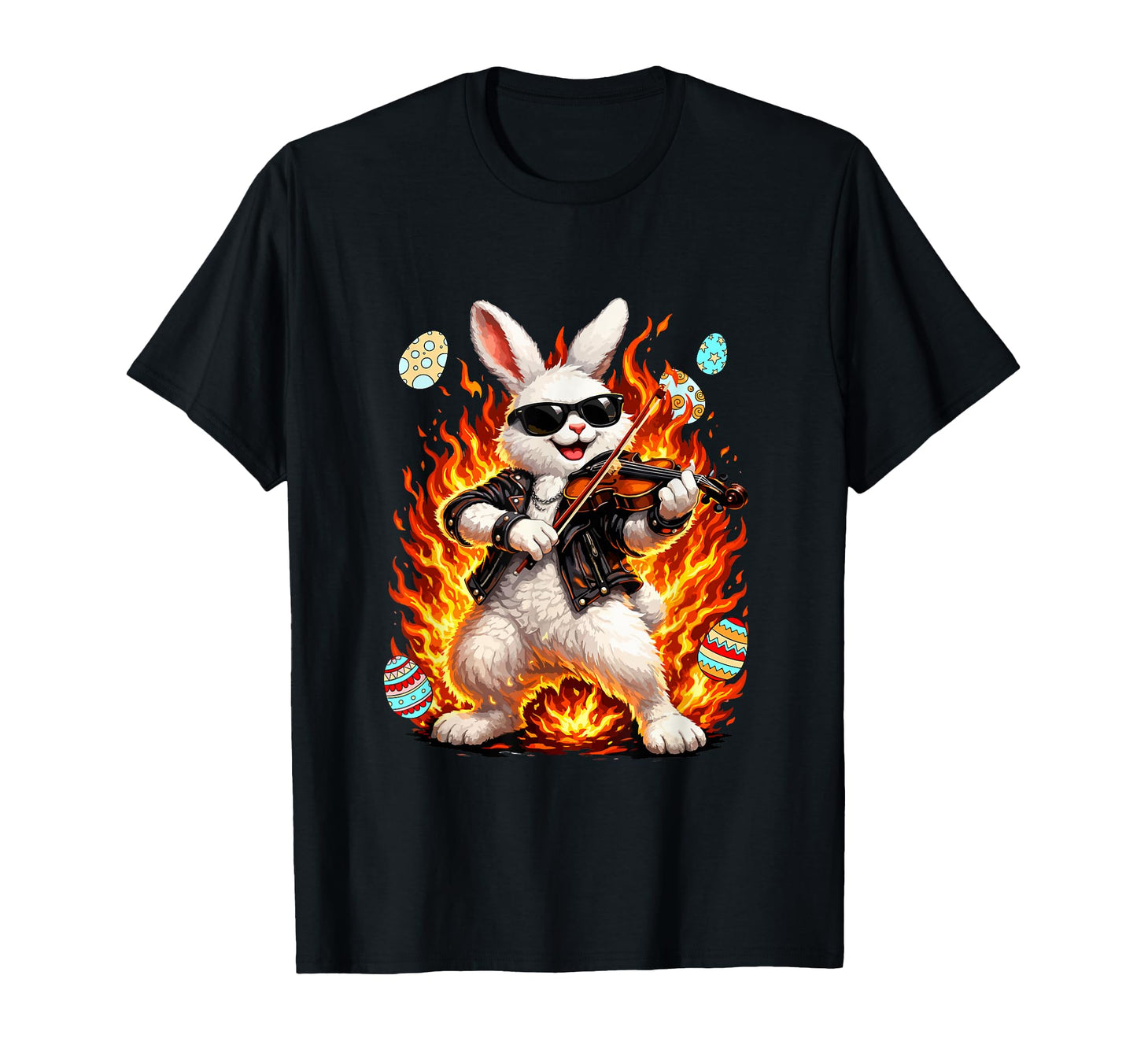 Easter Bunny Playing Violin Instrument T-Shirt - Graphic Print for Adults - T-Shirt, Sweatshirt, Hoodie
