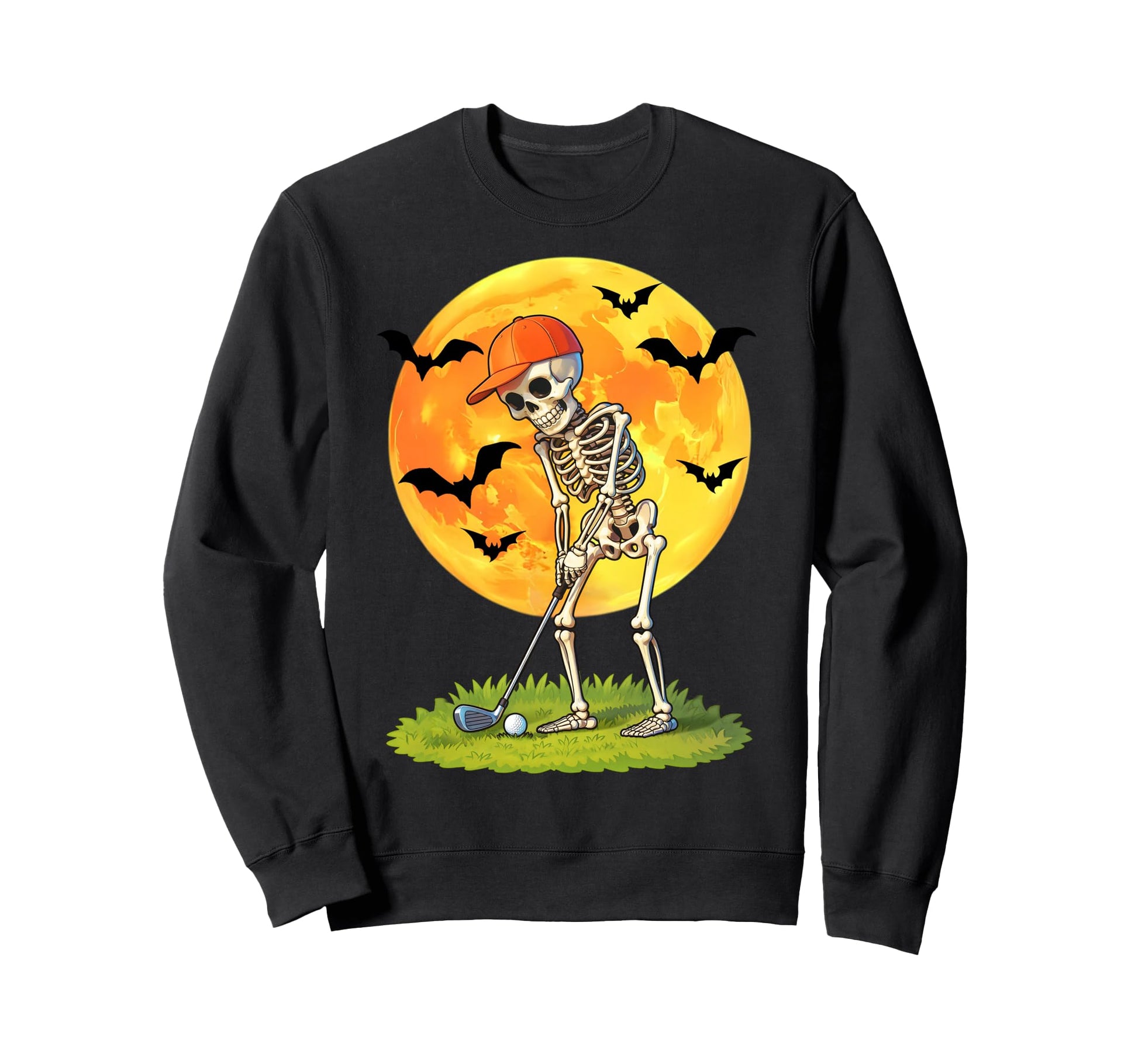 Skeleton Golf Player Halloween Sweatshirt - Unique Graphic Men Women - T-Shirt, Sweatshirt, Hoodie