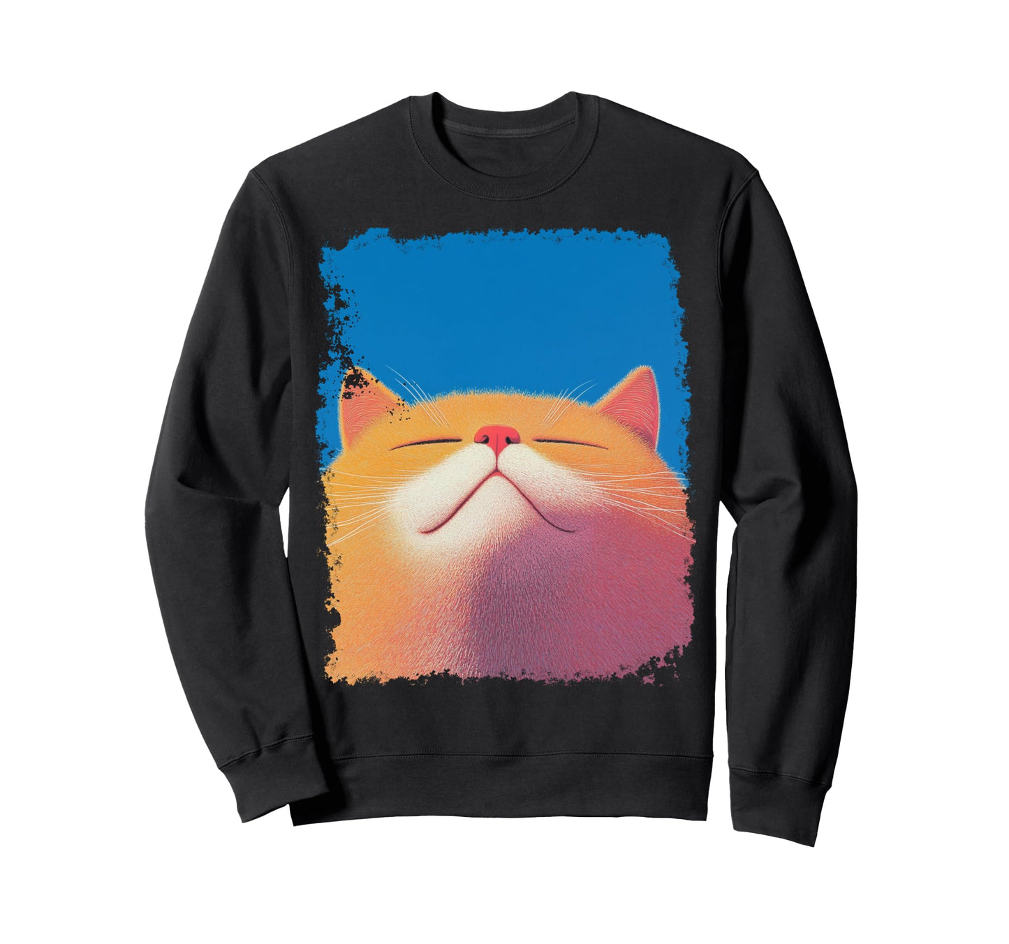 Pop Art Orange Ginger Cat Blue Sweatshirt - Graphic Print Unisex - T-Shirt, Sweatshirt, Hoodie