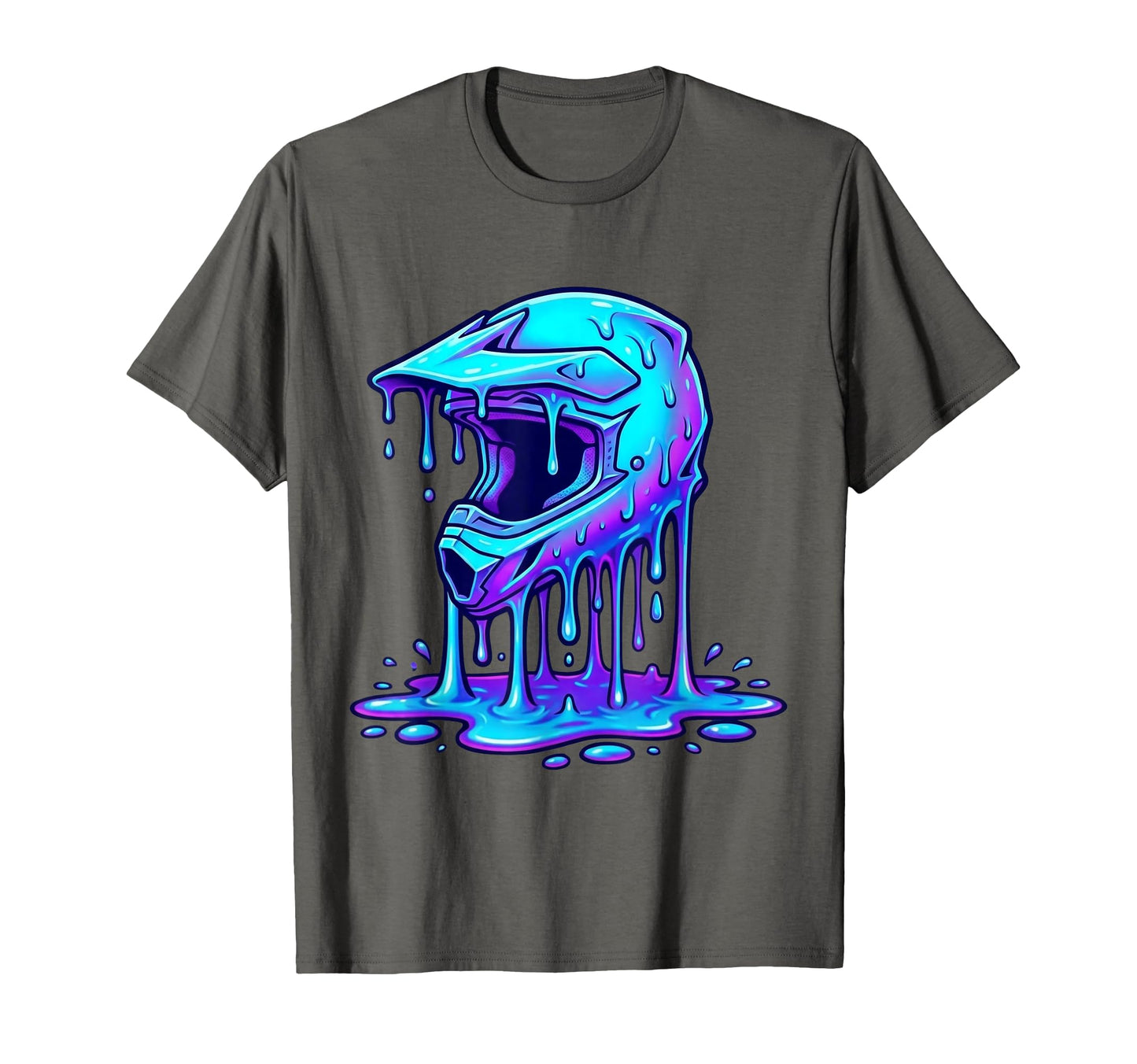 Melting Motocross Helmet Drippy T-Shirt - Novelty Apparel Men Women - T-Shirt, Sweatshirt, Hoodie