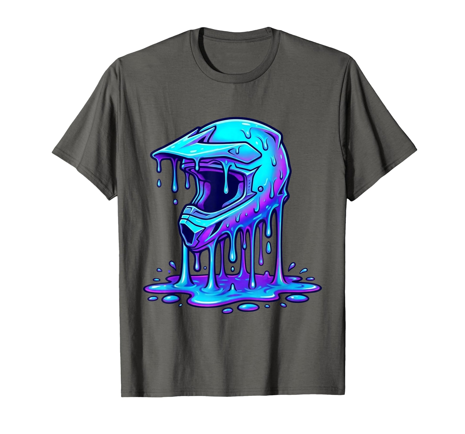 Melting Motocross Helmet Drippy T-Shirt - Novelty Apparel Men Women - T-Shirt, Sweatshirt, Hoodie