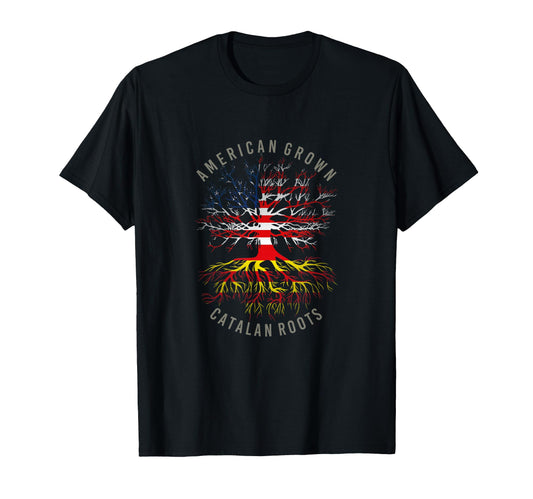American Grown Catalan Roots Usa T-Shirt - Custom Art Print Men Women - T-Shirt, Sweatshirt, Hoodie