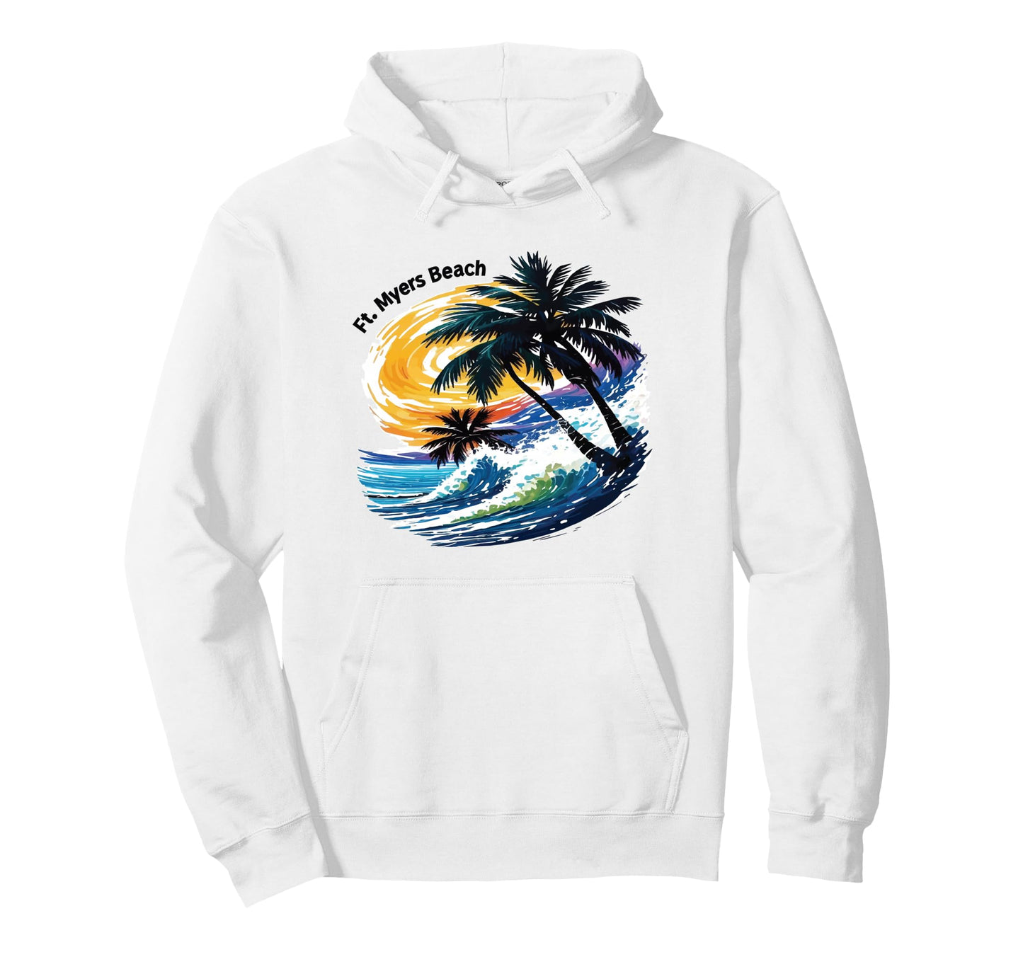 Fort Myers Beach Florida Tropical Hoodie - Custom Art Print for Adults - T-Shirt, Sweatshirt, Hoodie