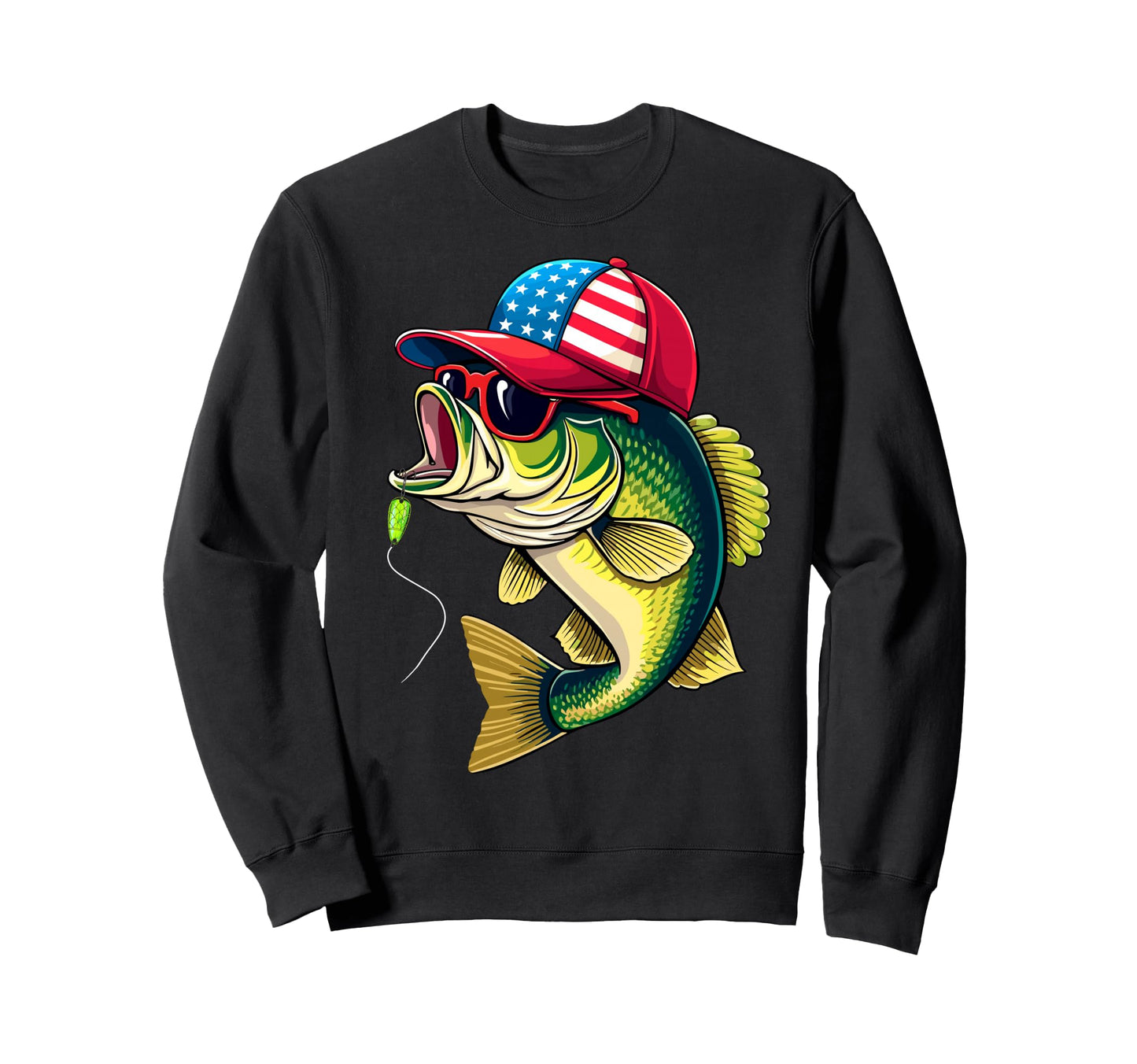 Sunglasses Bass Fishing Dad Fish Sweatshirt - Casual Everyday Wear Unisex - T-Shirt, Sweatshirt, Hoodie