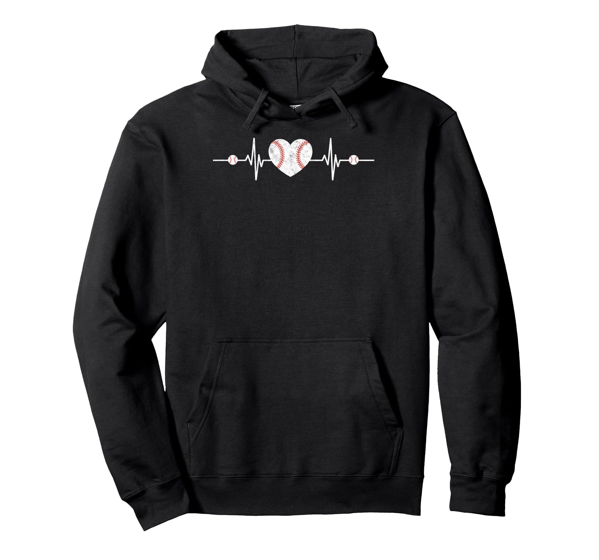 Baseball Player Heart Heartbeat Coach Hoodie - Trendy Graphic Men Women - T-Shirt, Sweatshirt, Hoodie