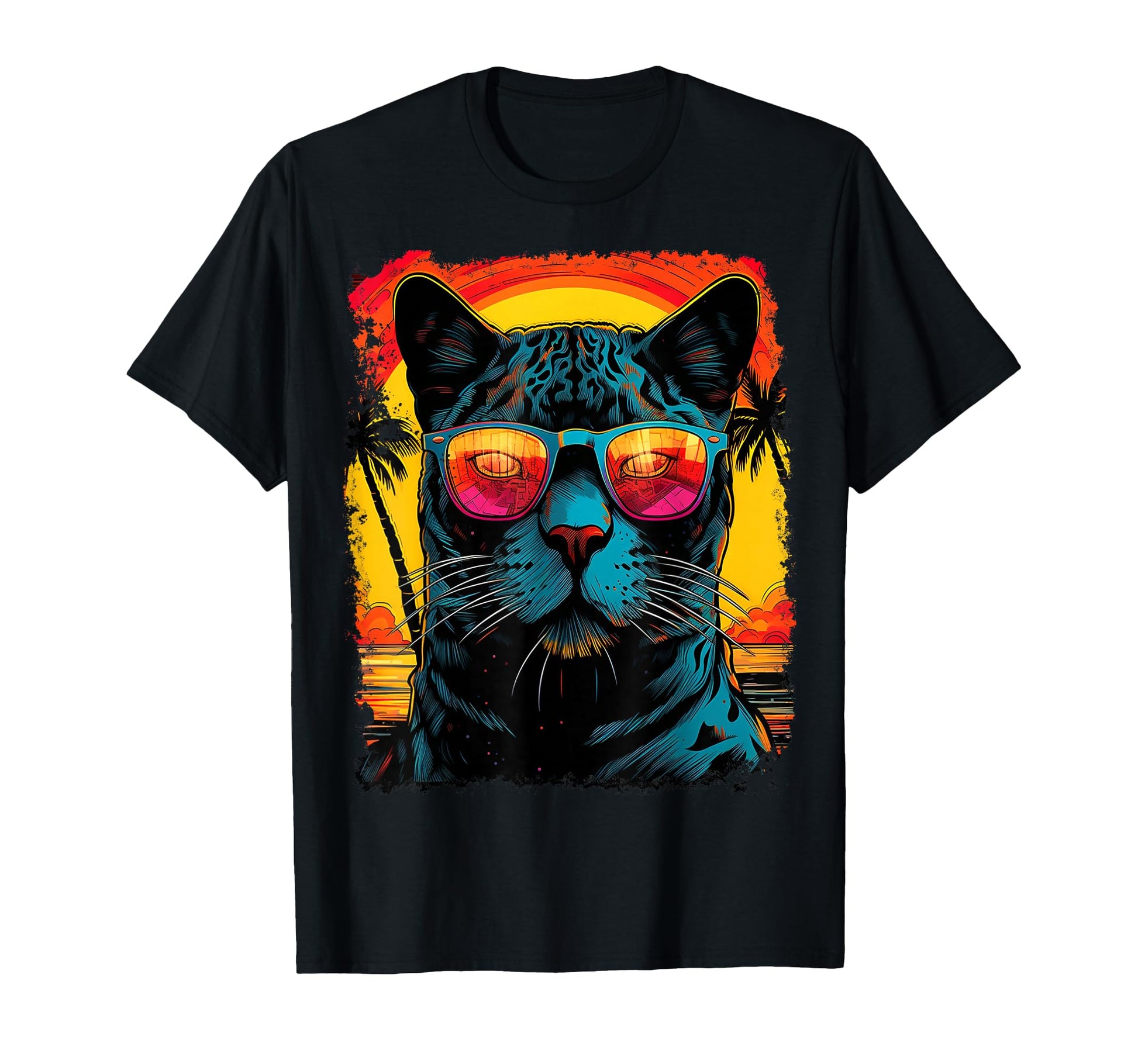 Pop Art Colorful Panther Black Hawaiian T-Shirt - Novelty Apparel Unisex - T-Shirt, Sweatshirt, Hoodie