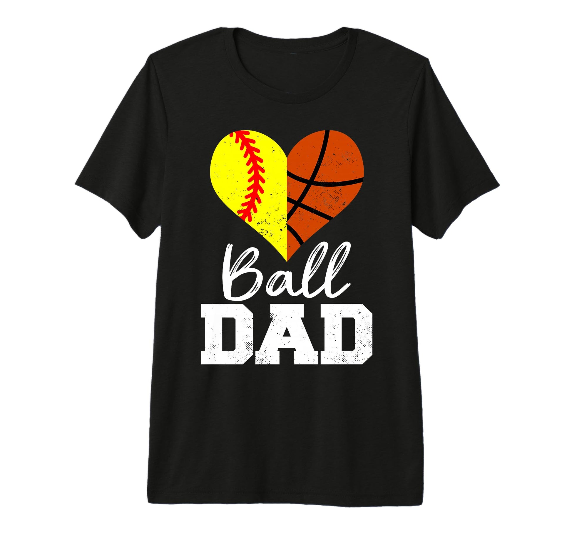 Mens Softball Basketball Dad Heart T-Shirt - Aesthetic Graphic Unisex - T-Shirt, Sweatshirt, Hoodie
