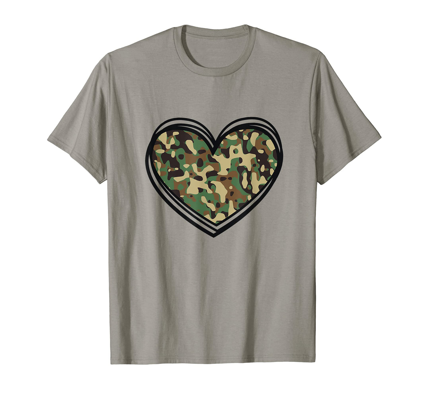 Camo Heart Camouflage Military Tactical T-Shirt - Unique Graphic Men Women - T-Shirt, Sweatshirt, Hoodie