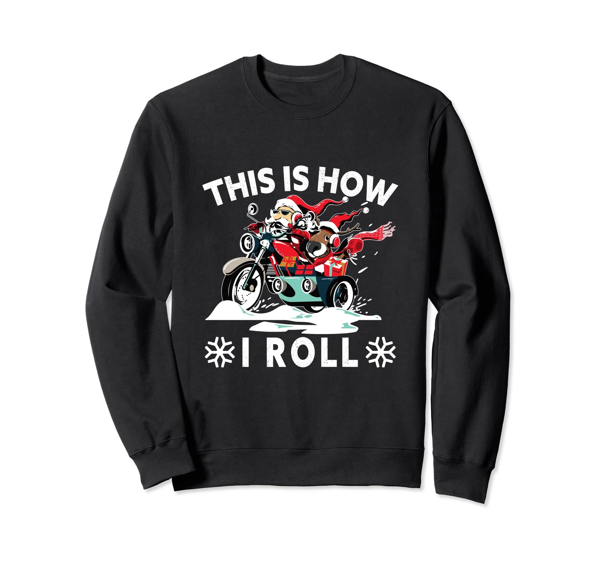 Santa Motorcyle Biker Dad Motorcyclist Sweatshirt - Graphic Print Unisex - T-Shirt, Sweatshirt, Hoodie