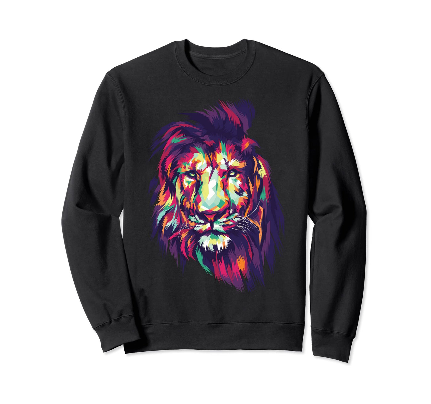 Colorful Lion Head Pop Art Lover Sweatshirt - Minimalist Print for Adults - T-Shirt, Sweatshirt, Hoodie
