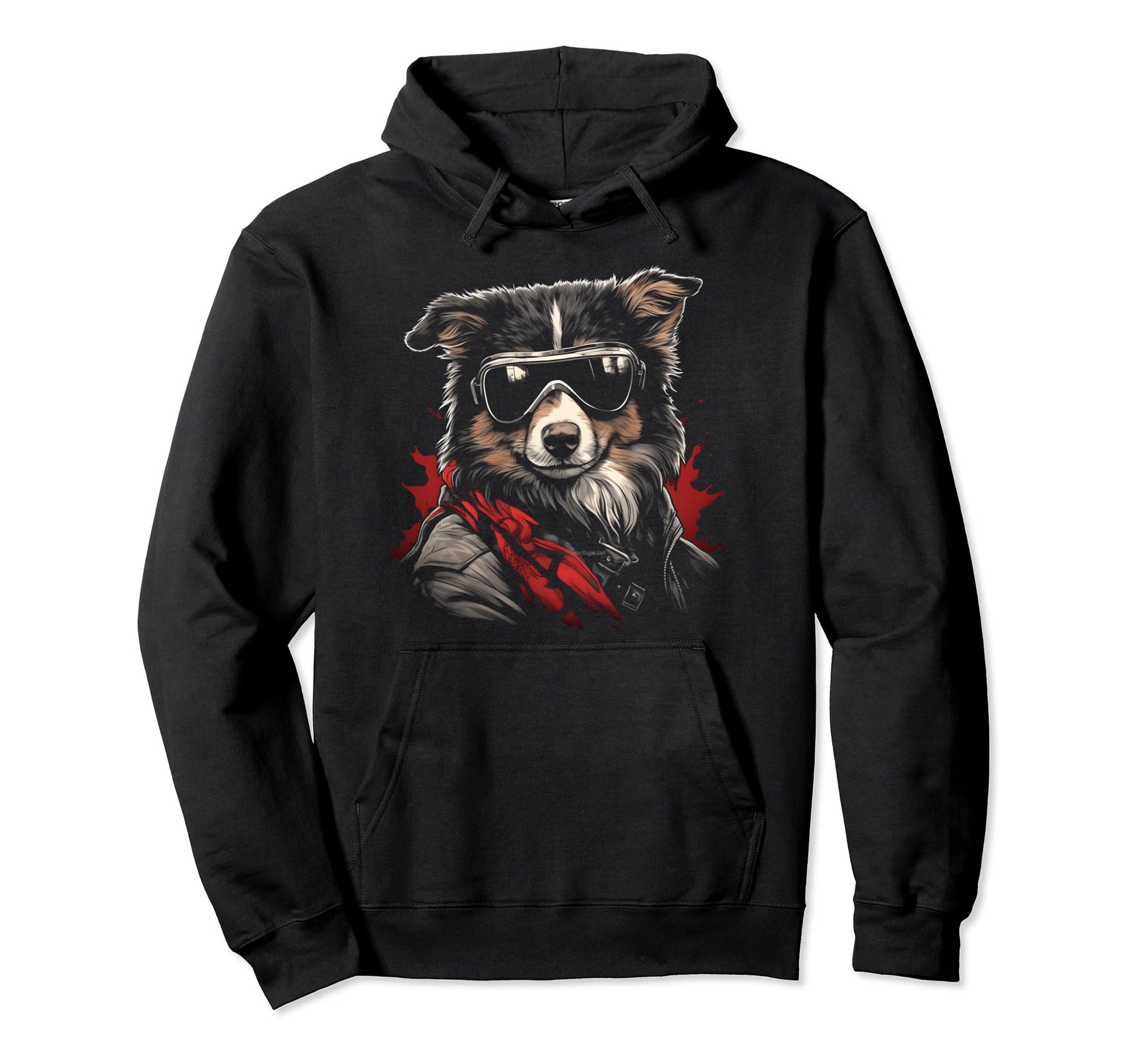 Motorcycle Dad Biker Dog Shetland Hoodie - Casual Everyday Wear Unisex - T-Shirt, Sweatshirt, Hoodie