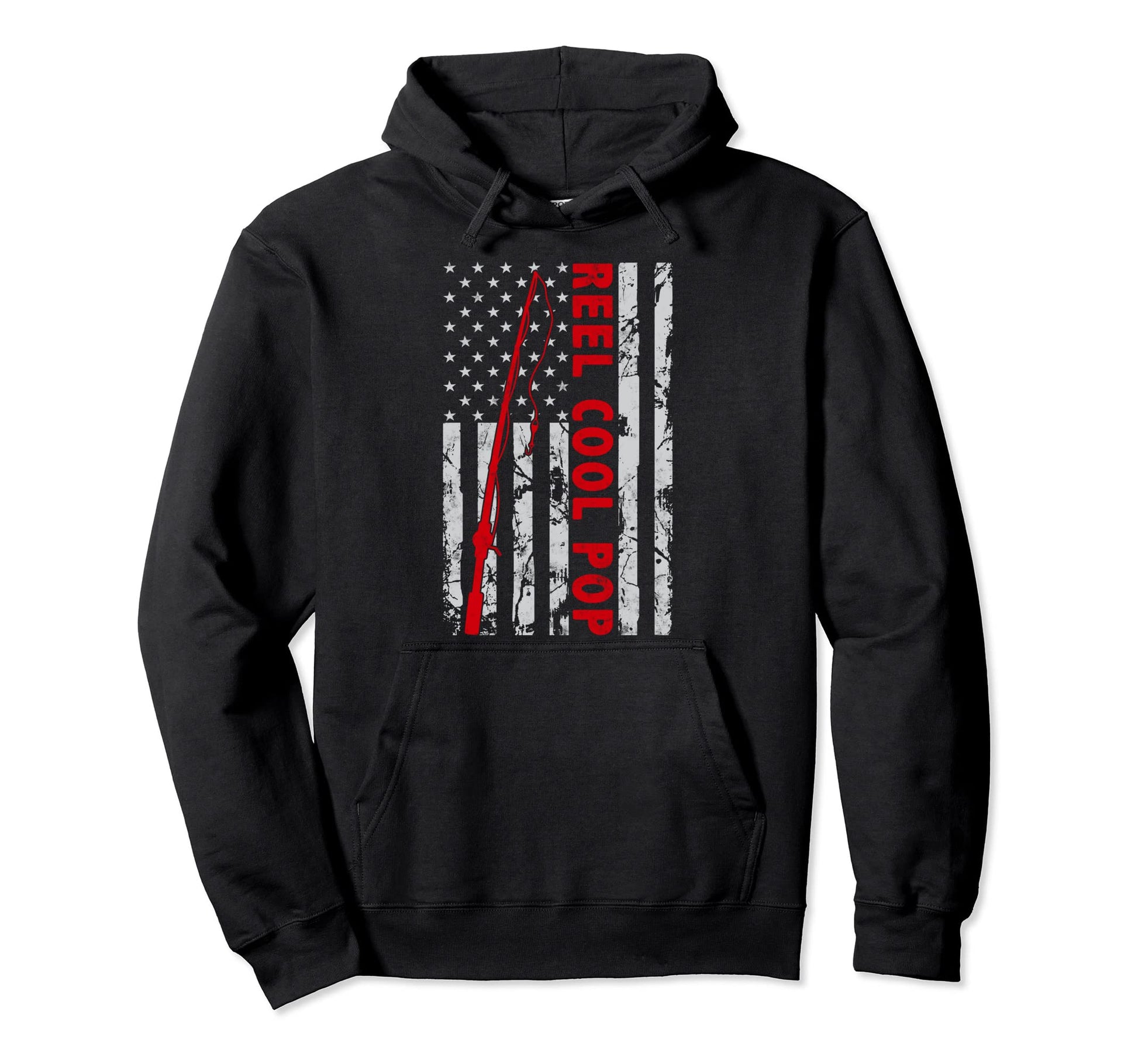 Reel Pop Fishing American Flag Gift Hoodie - Streetwear Style for Adults - T-Shirt, Sweatshirt, Hoodie