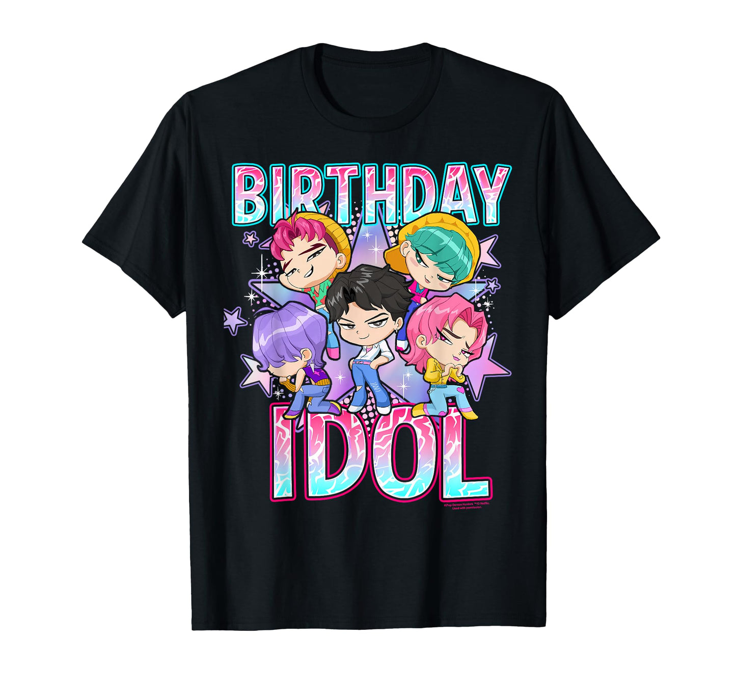 Kpop Demon Hunters Birthday Idol Chibi T-Shirt - Unique Graphic for Adults - T-Shirt, Sweatshirt, Hoodie