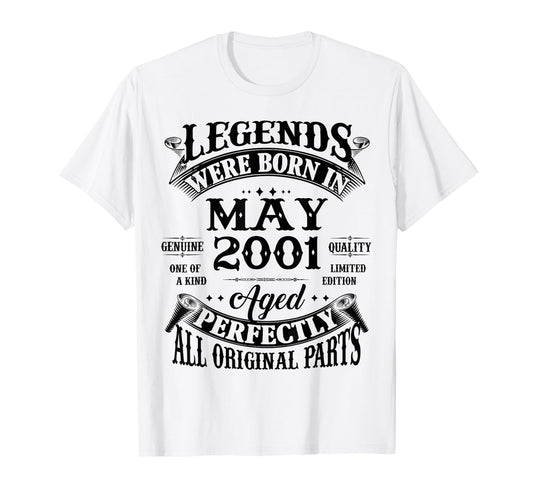 25Th Birthday Gift Legend Born May 2001 T-Shirt - Custom Art Print Unisex - T-Shirt, Sweatshirt, Hoodie