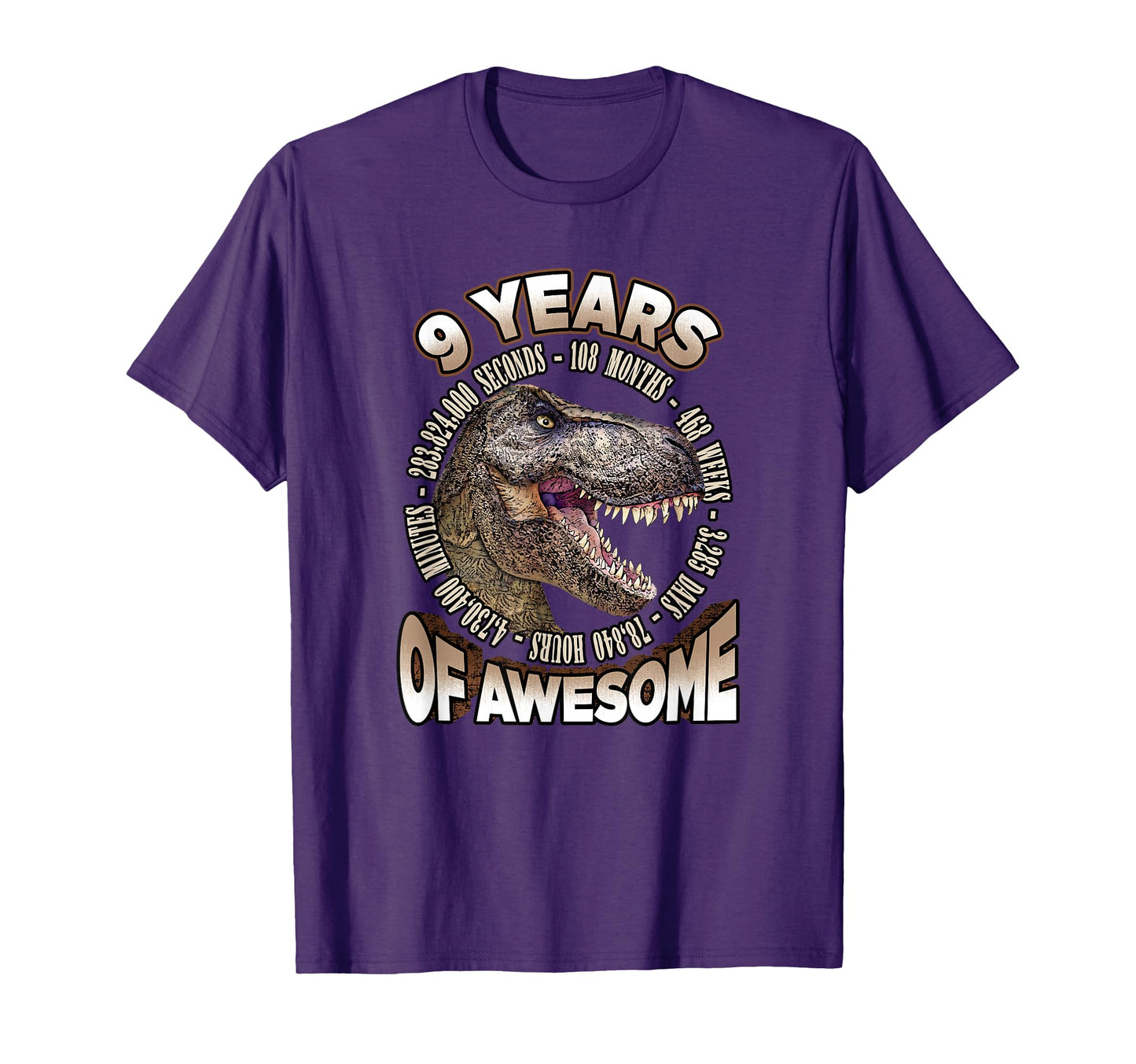 T Rex Dinosaur 9Th Birthday Awesome 9 T-Shirt - Graphic Print for Adults - T-Shirt, Sweatshirt, Hoodie