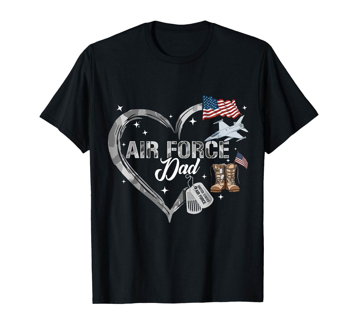 Proud Air Force Dad Us Camo Heart T-Shirt - Fun Novelty Design Unisex - T-Shirt, Sweatshirt, Hoodie