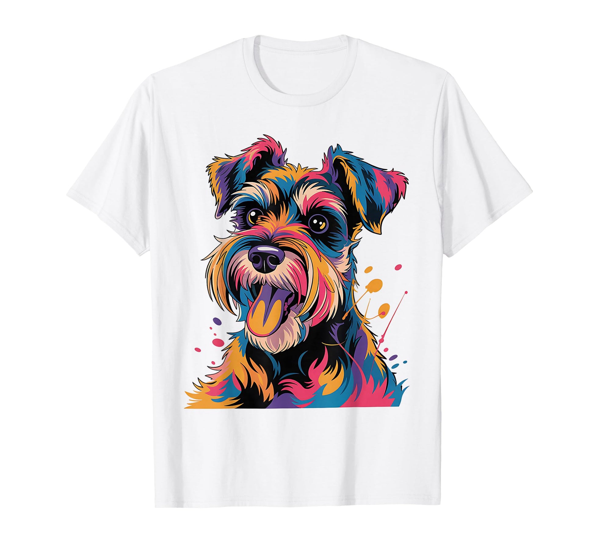 Colorful Mini Schnauzer Portrait Pop T-Shirt - Casual Everyday Wear Unisex - T-Shirt, Sweatshirt, Hoodie
