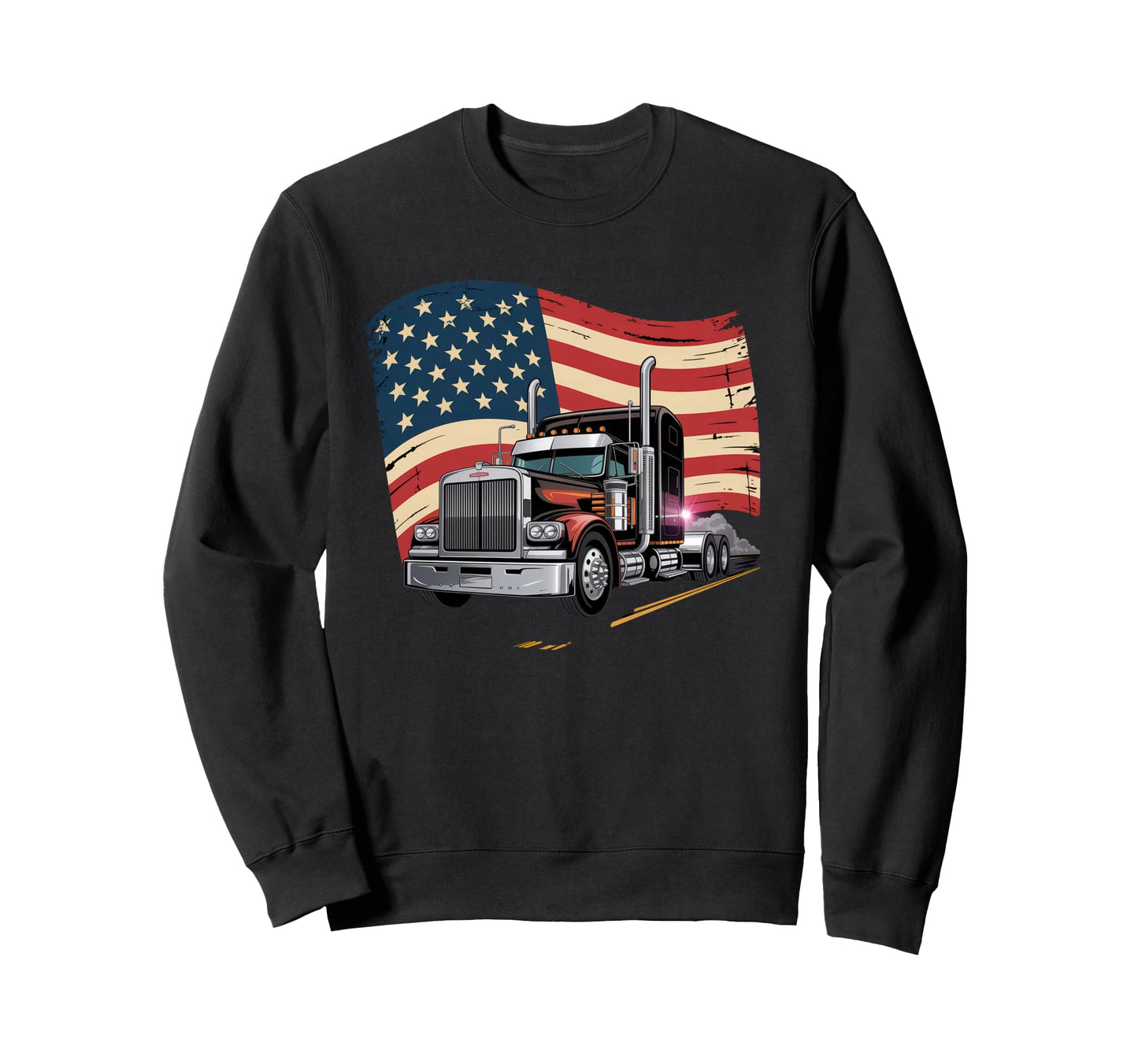 American Flag Trucker Dad Big Sweatshirt - Casual Everyday Wear Men Women - T-Shirt, Sweatshirt, Hoodie