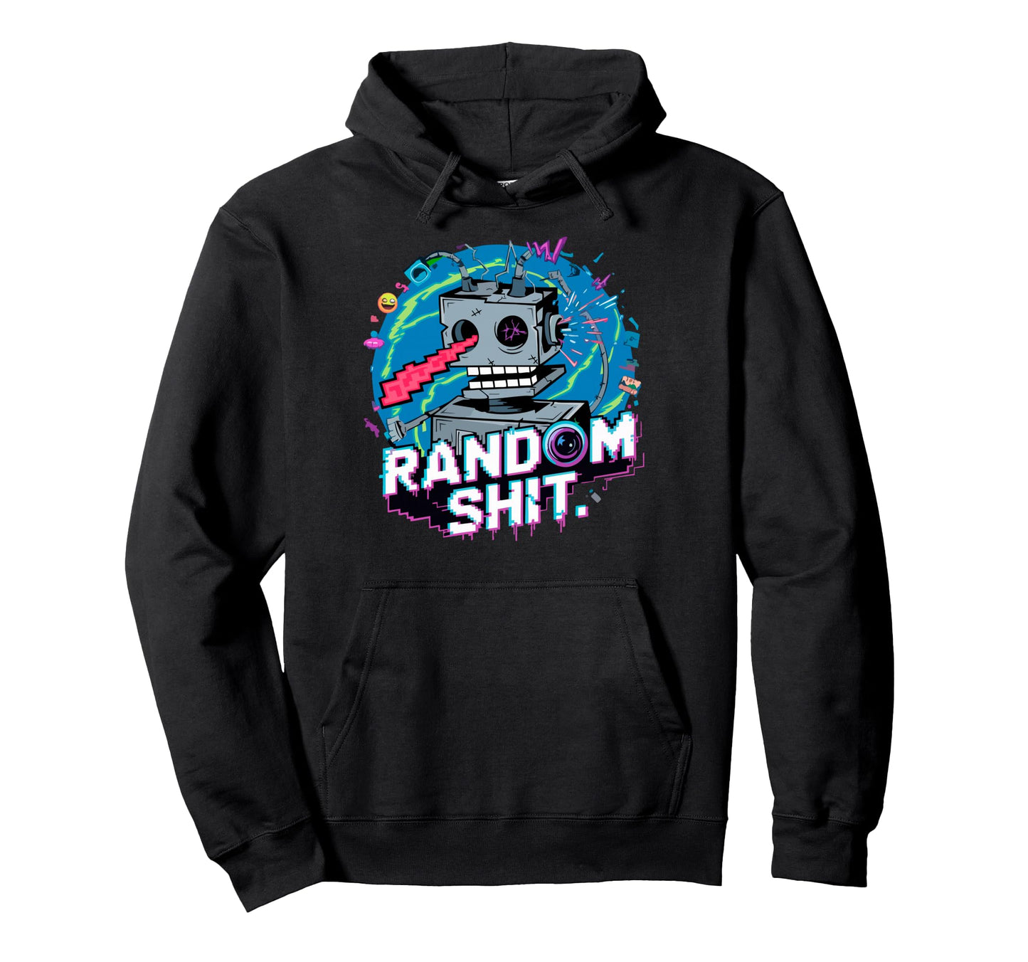 Random Shit Glitch Cyber Digital Hoodie - Trendy Graphic Unisex - T-Shirt, Sweatshirt, Hoodie