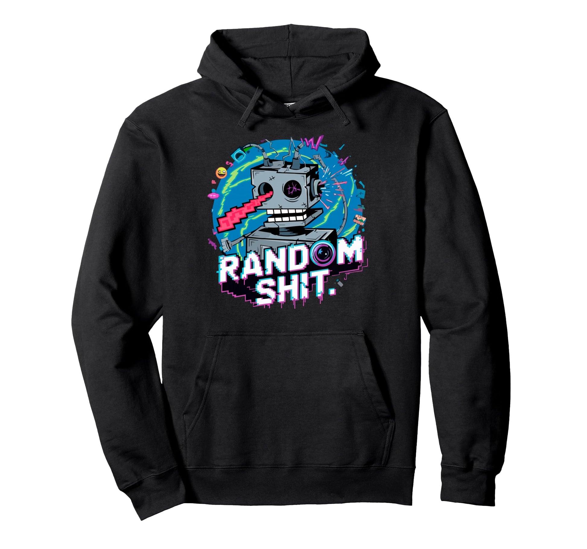 Random Shit Glitch Cyber Digital Hoodie - Trendy Graphic Unisex - T-Shirt, Sweatshirt, Hoodie
