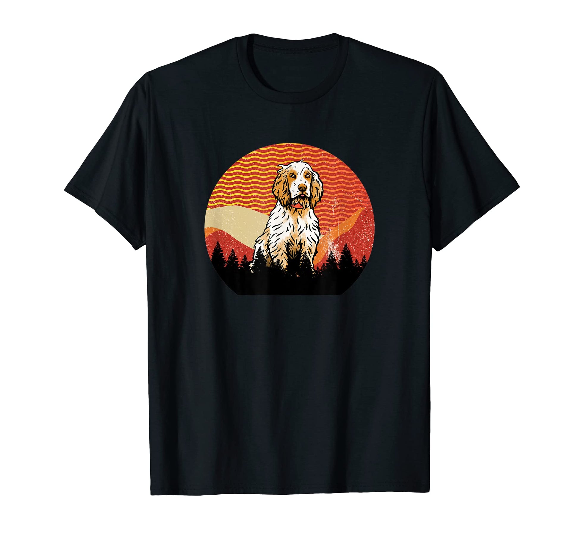Wavy Sky Forest Cocker Spaniel Dog T-Shirt - Fun Novelty Design Unisex - T-Shirt, Sweatshirt, Hoodie