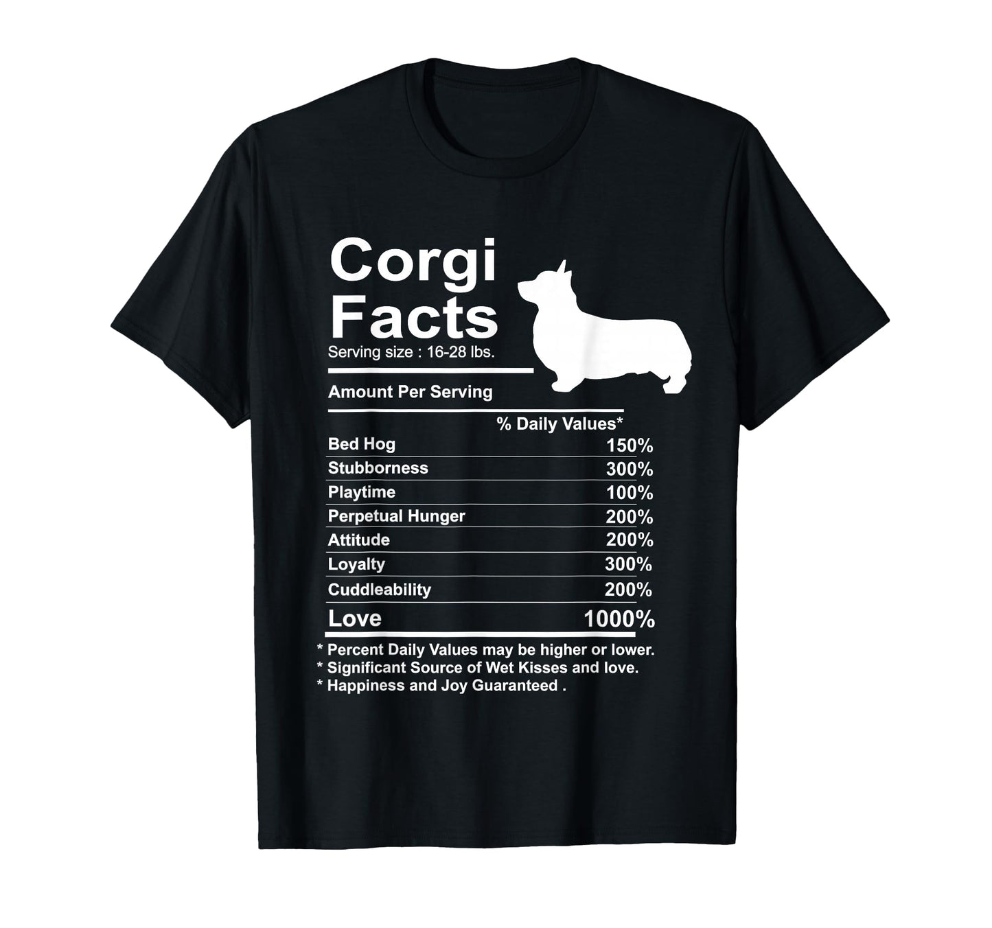 Funny Corgi Facts Nutrition Gift T-Shirt - Aesthetic Graphic for Adults - T-Shirt, Sweatshirt, Hoodie