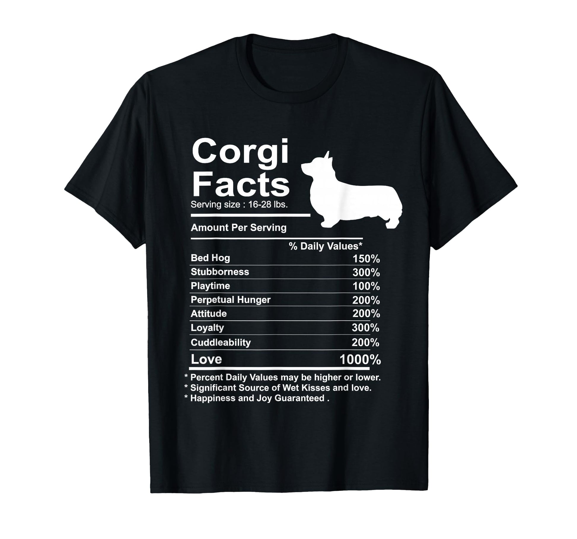 Funny Corgi Facts Nutrition Gift T-Shirt - Aesthetic Graphic for Adults - T-Shirt, Sweatshirt, Hoodie