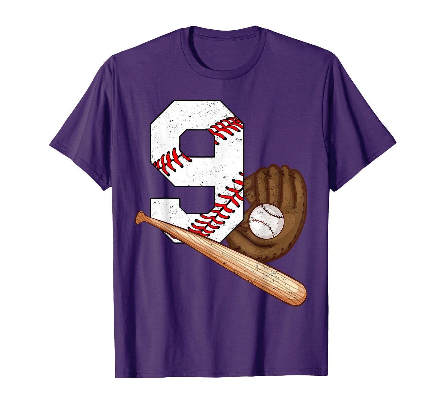 Baseball 9 Year Old Birthday Baseball T-Shirt - Minimalist Print Men Women - T-Shirt, Sweatshirt, Hoodie