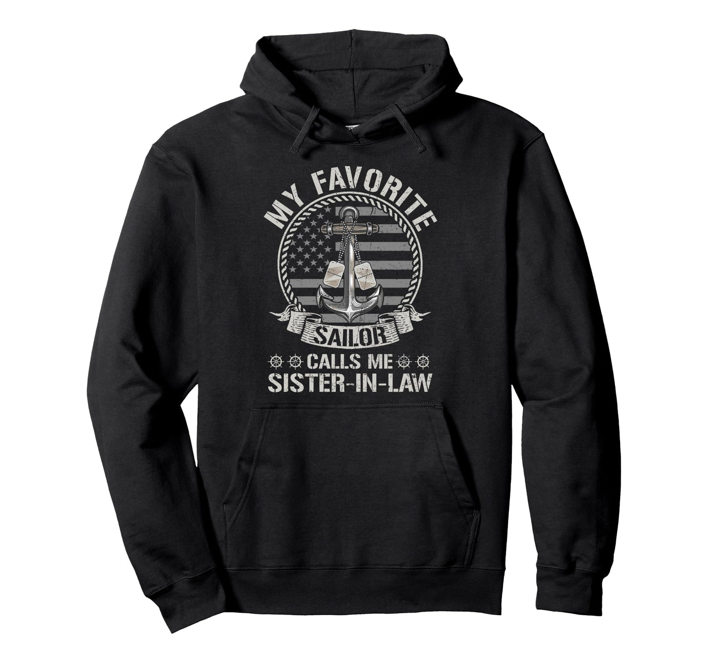 Proud Sailor Sister Law Anchor Flag Us Hoodie - Unique Graphic Men Women - T-Shirt, Sweatshirt, Hoodie