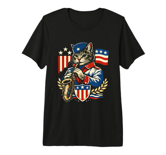 Cat Playing Saxophone Musician T-Shirt - Minimalist Print for Adults - T-Shirt, Sweatshirt, Hoodie