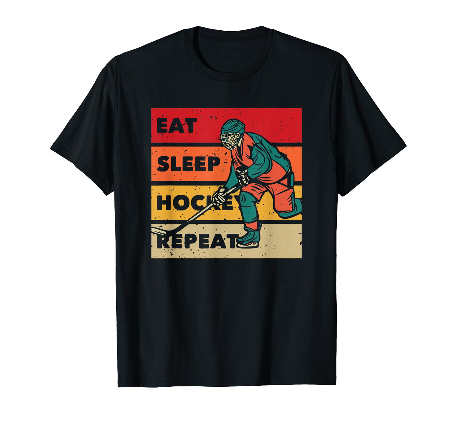 Eat Sleep Hockey Repeat Funny Ice T-Shirt - Custom Art Print for Adults - T-Shirt, Sweatshirt, Hoodie