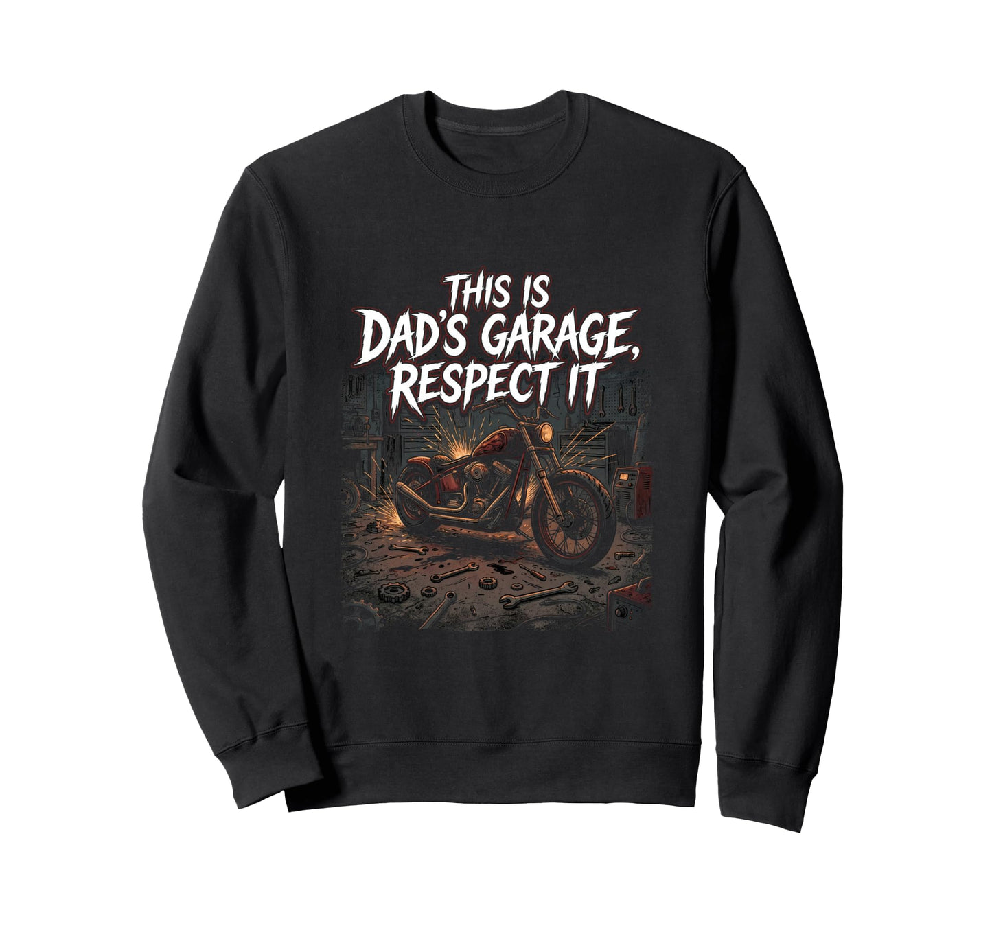Garage Motorcycle Papa Rider Biker Sweatshirt - Custom Art Print Unisex - T-Shirt, Sweatshirt, Hoodie