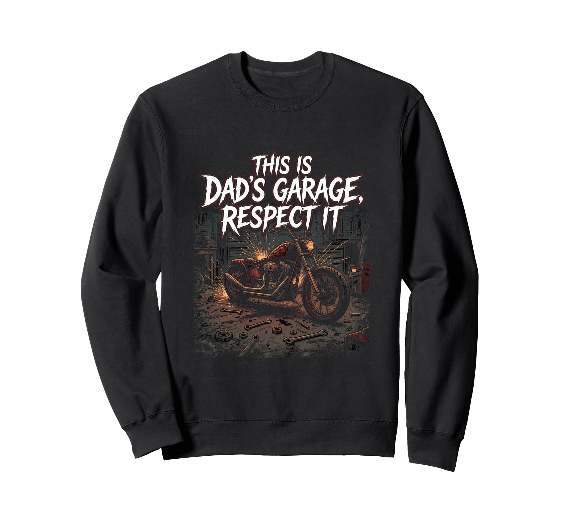 Garage Motorcycle Papa Rider Biker Sweatshirt - Custom Art Print Unisex - T-Shirt, Sweatshirt, Hoodie