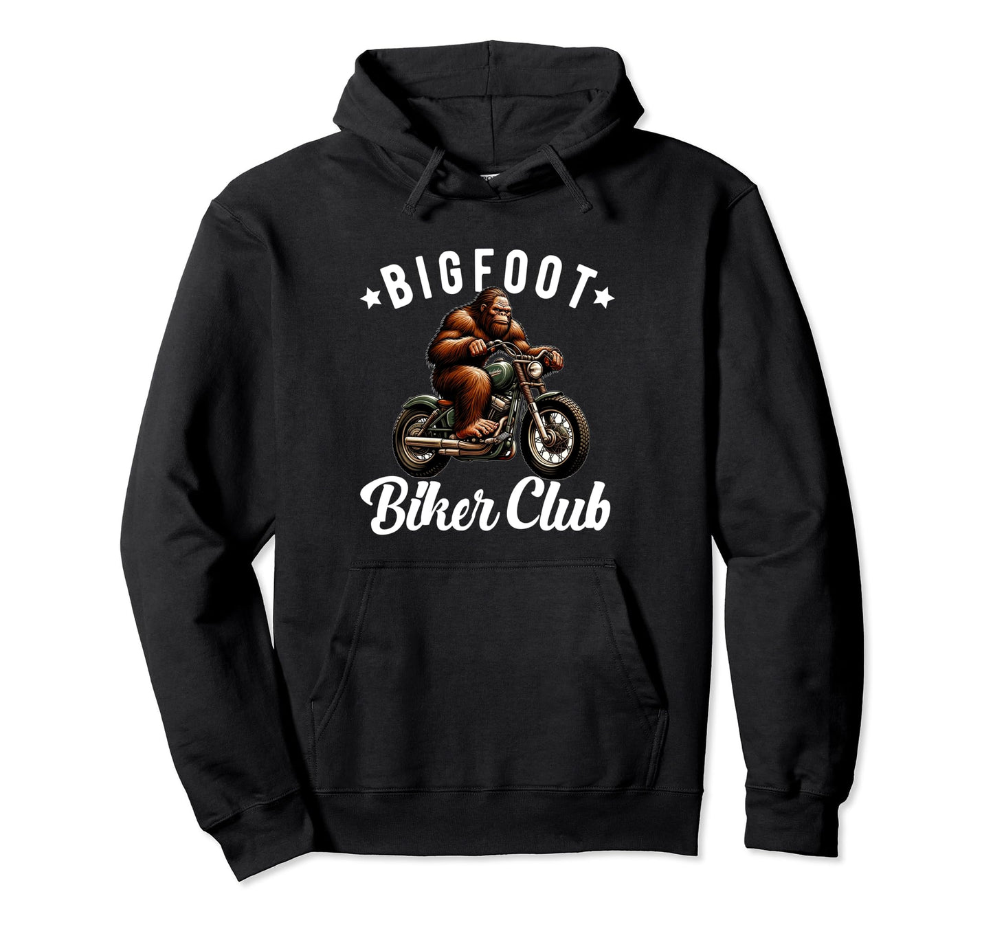 Motorcycle Bigfoot Sasquatch Dad Biker Hoodie - Graphic Print Men Women - T-Shirt, Sweatshirt, Hoodie