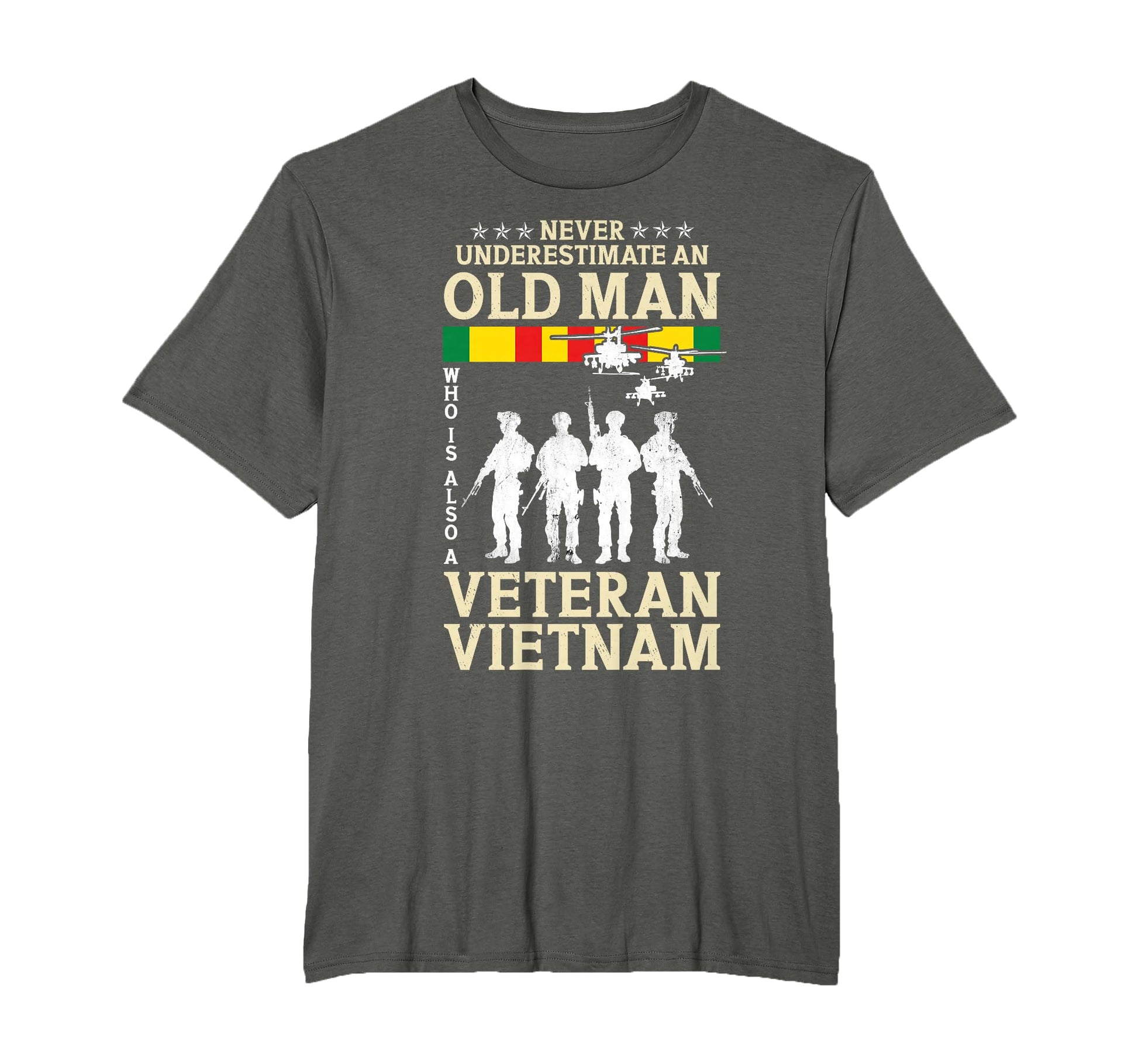 Never Underestimate Old Vietnam Veteran T-Shirt - Graphic Print Men Women - T-Shirt, Sweatshirt, Hoodie