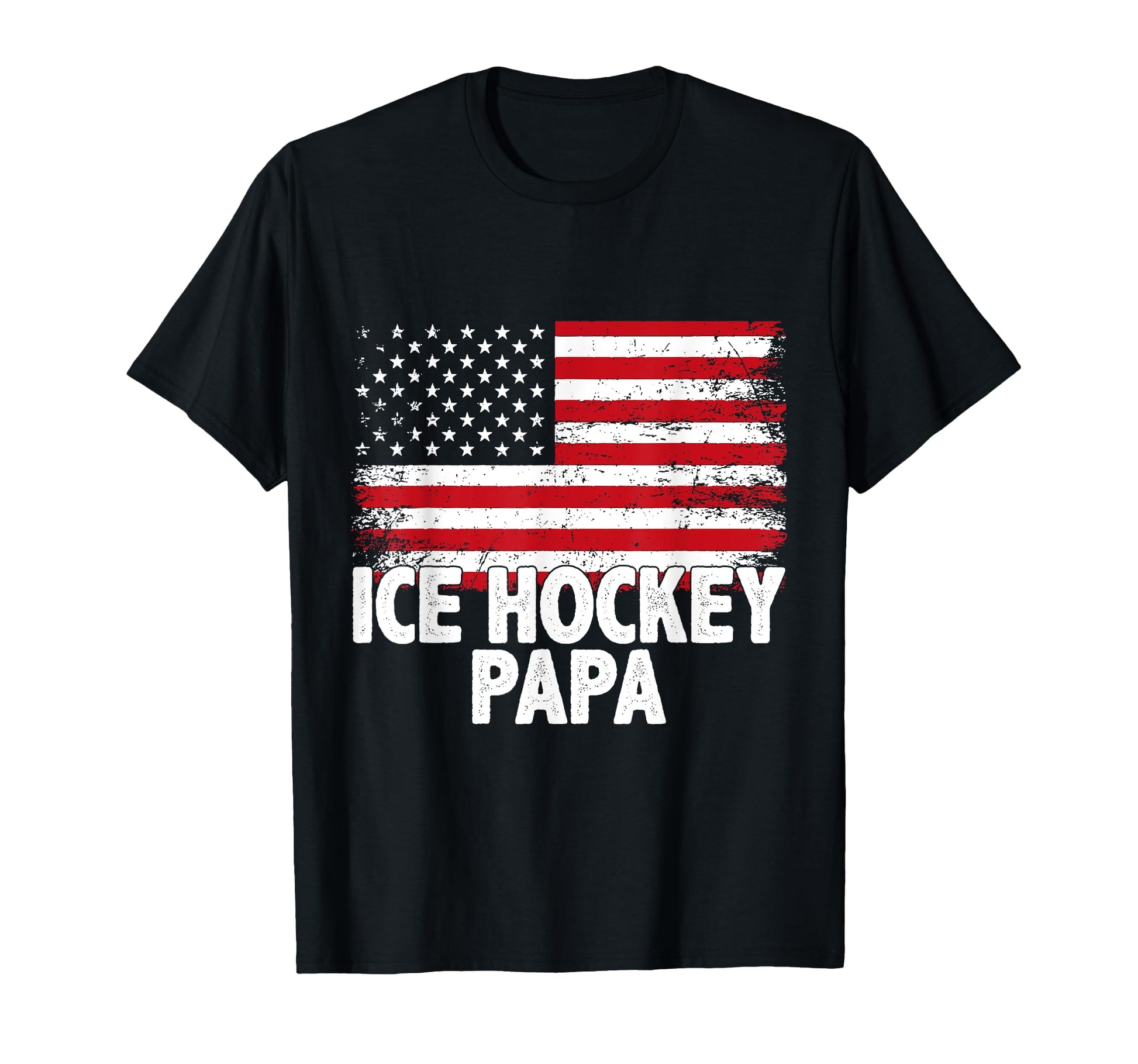 Ice Hockey Papa American Flag T-Shirt - Graphic Print Men Women - T-Shirt, Sweatshirt, Hoodie