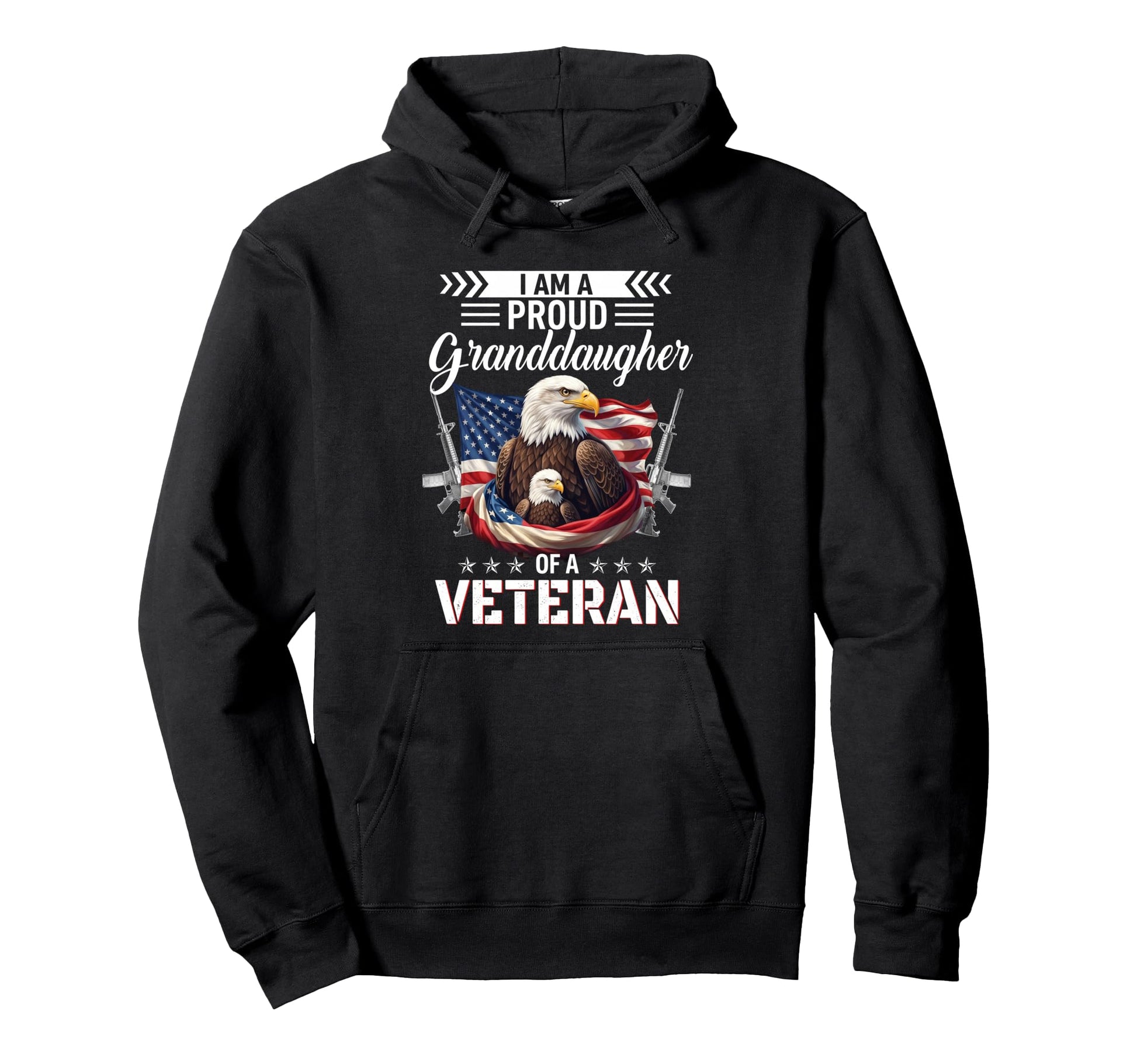Proud Granddaughter Veteran Nothing Hoodie - Custom Art Print Men Women - T-Shirt, Sweatshirt, Hoodie