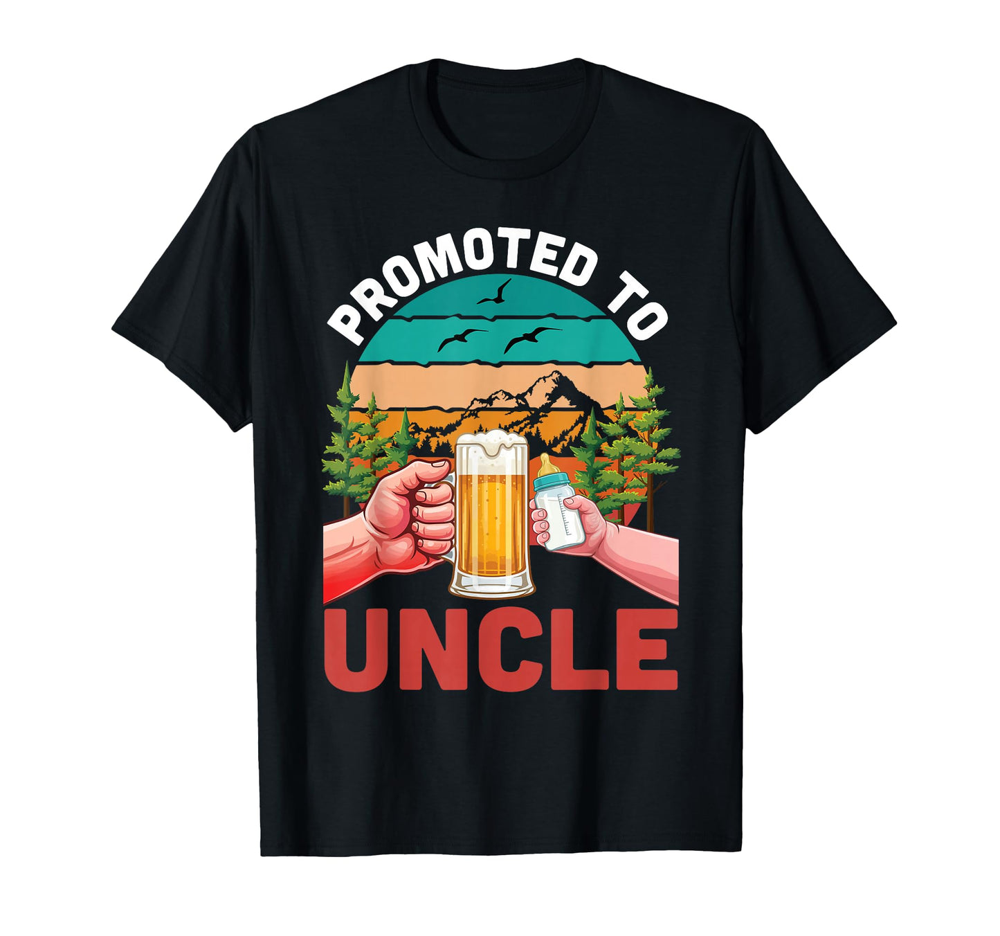 Promoted To Uncle Beer And Milk Sunset T-Shirt - Novelty Apparel Unisex - T-Shirt, Sweatshirt, Hoodie