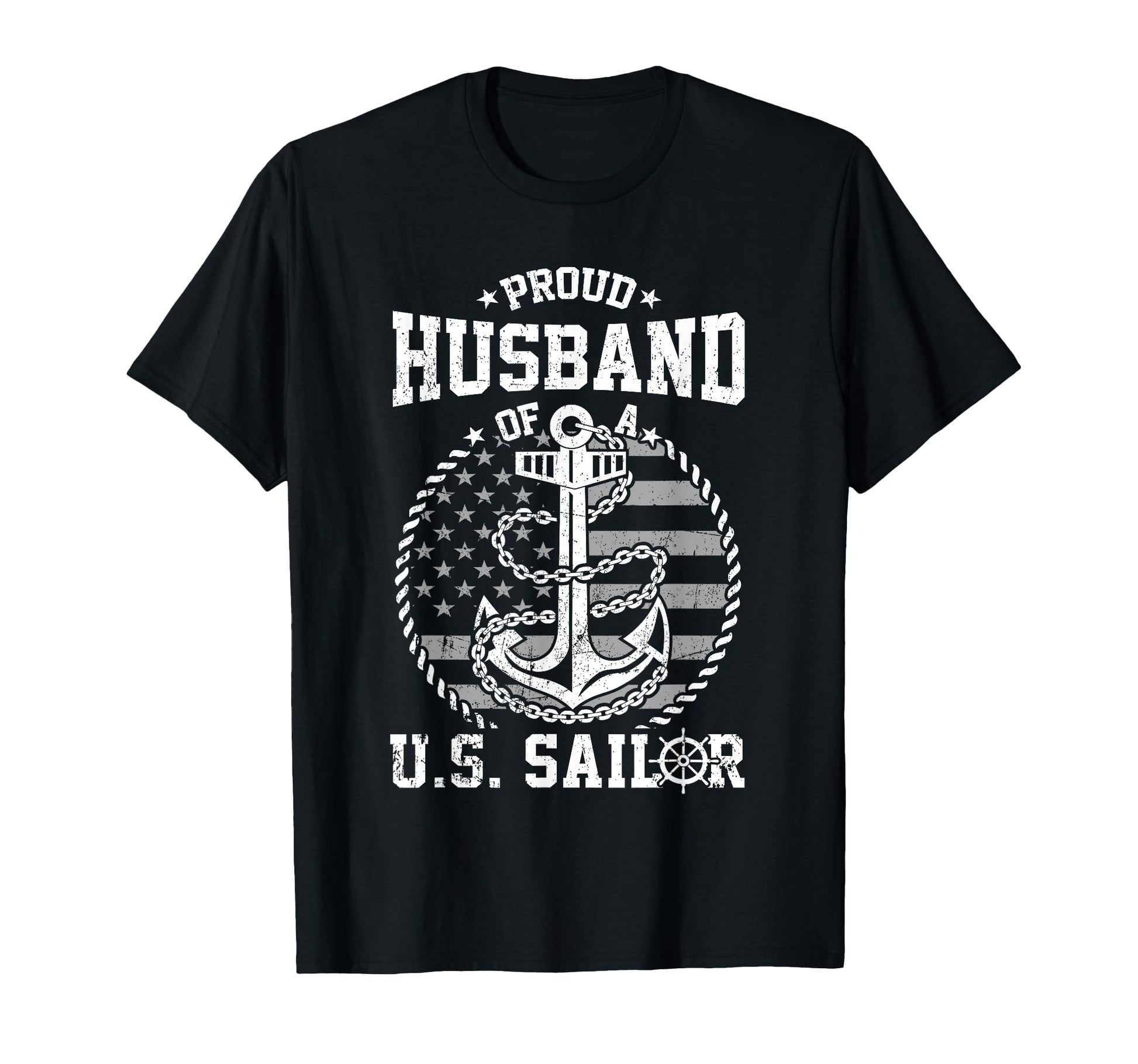 Proud Husband Us Sailor Anchor Flag T-Shirt - Novelty Apparel Men Women - T-Shirt, Sweatshirt, Hoodie