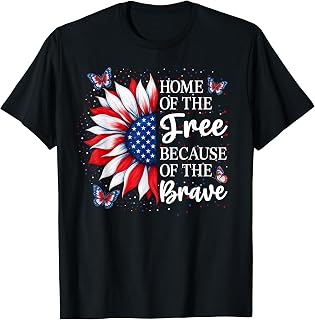 Home of The Free Because of The Brave Floral 4th of July T-Shirt Unisex T-shirt, Sweatshirt, Hoodie, Long Sleeve Tee - T-Shirt, Sweatshirt, Hoodie