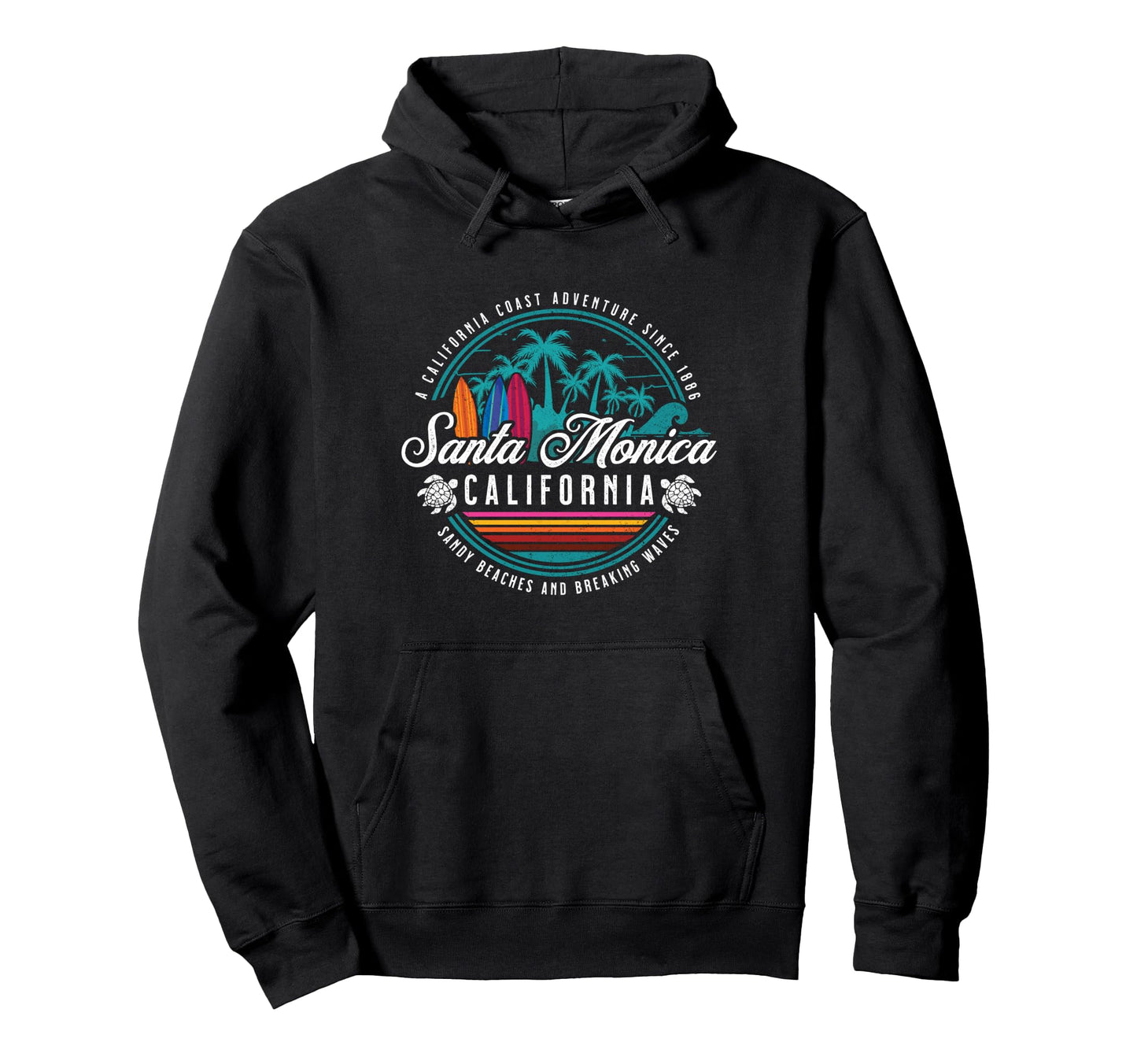 Santa Monica California Sandy Beaches Hoodie - Trendy Graphic Unisex - T-Shirt, Sweatshirt, Hoodie